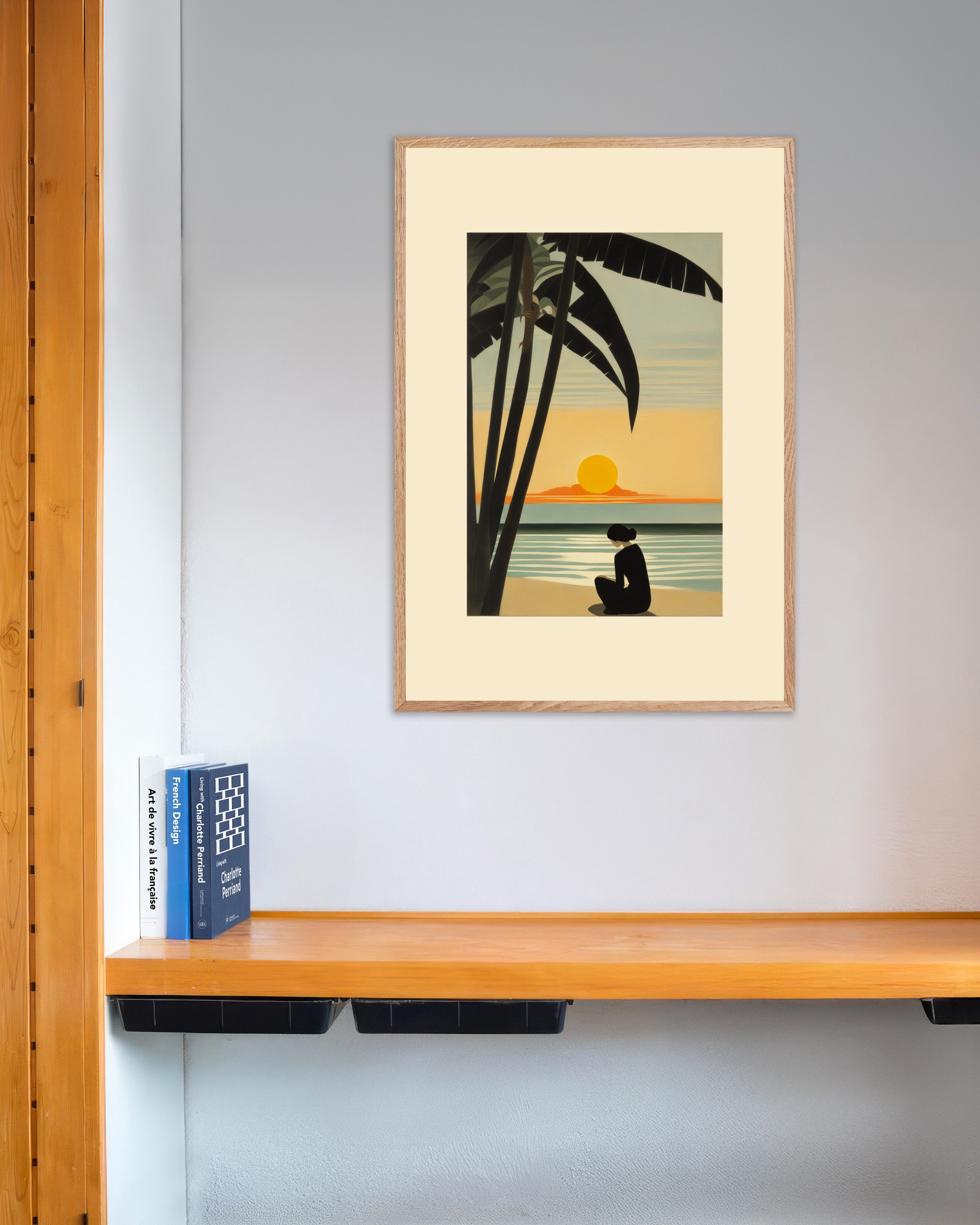 Poster of Soul's language, Baudelaire, no text, with natural wooden frame