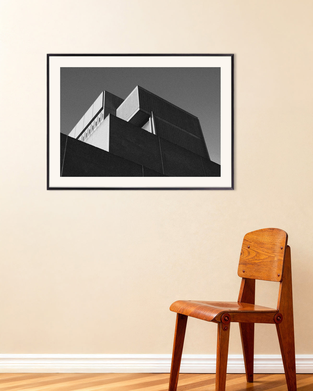 Affiche « Blocs en escalier au crépuscule », avec un cadre en métal