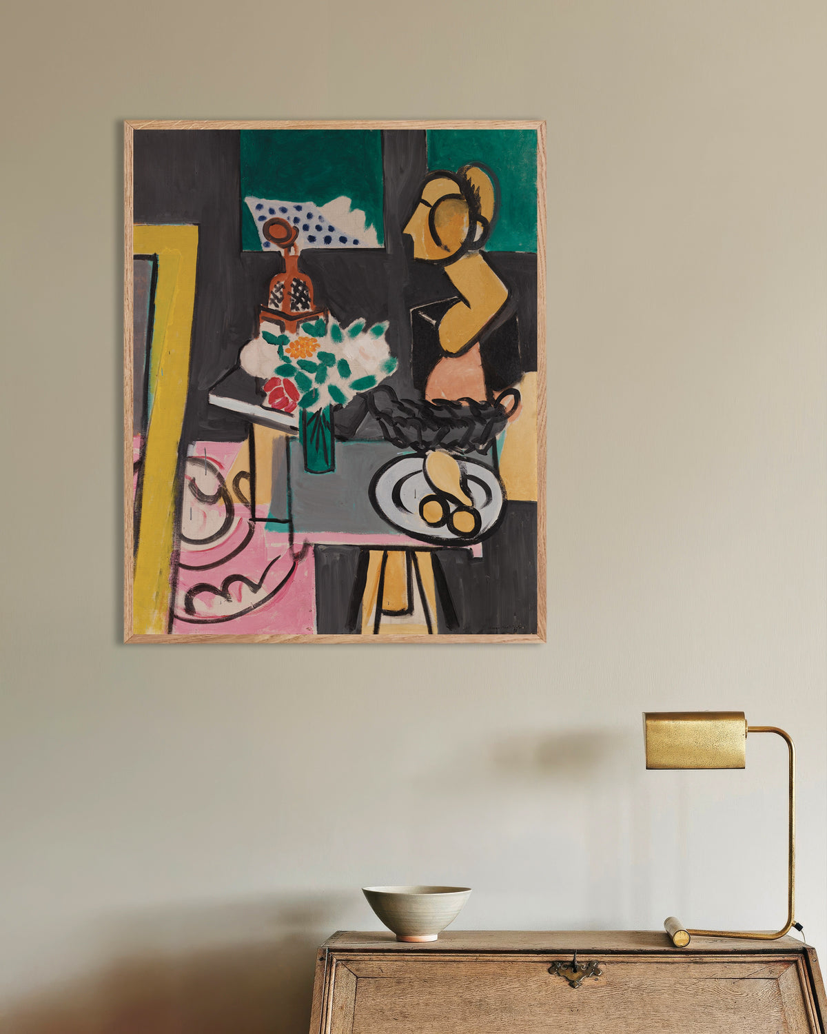 Poster de Nature morte aux courges (1916) de Henri Matisse, avec un cadre en bois naturel