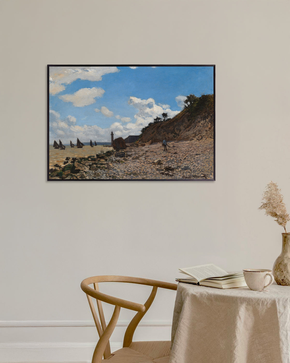 Affiche La Plage de Honfleur (1864–1866) de Claude Monet, avec un cadre en métal