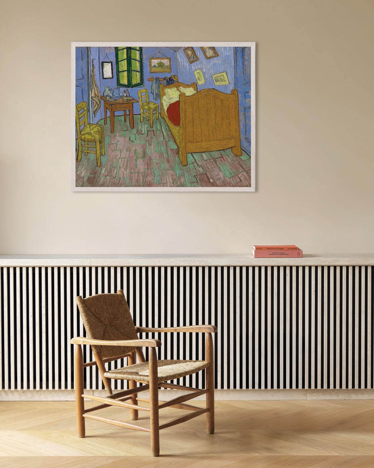 Poster de La Chambre à coucher, version de Saint-Rémy (1889), de Vincent van Gogh, avec cadre en bois blanc