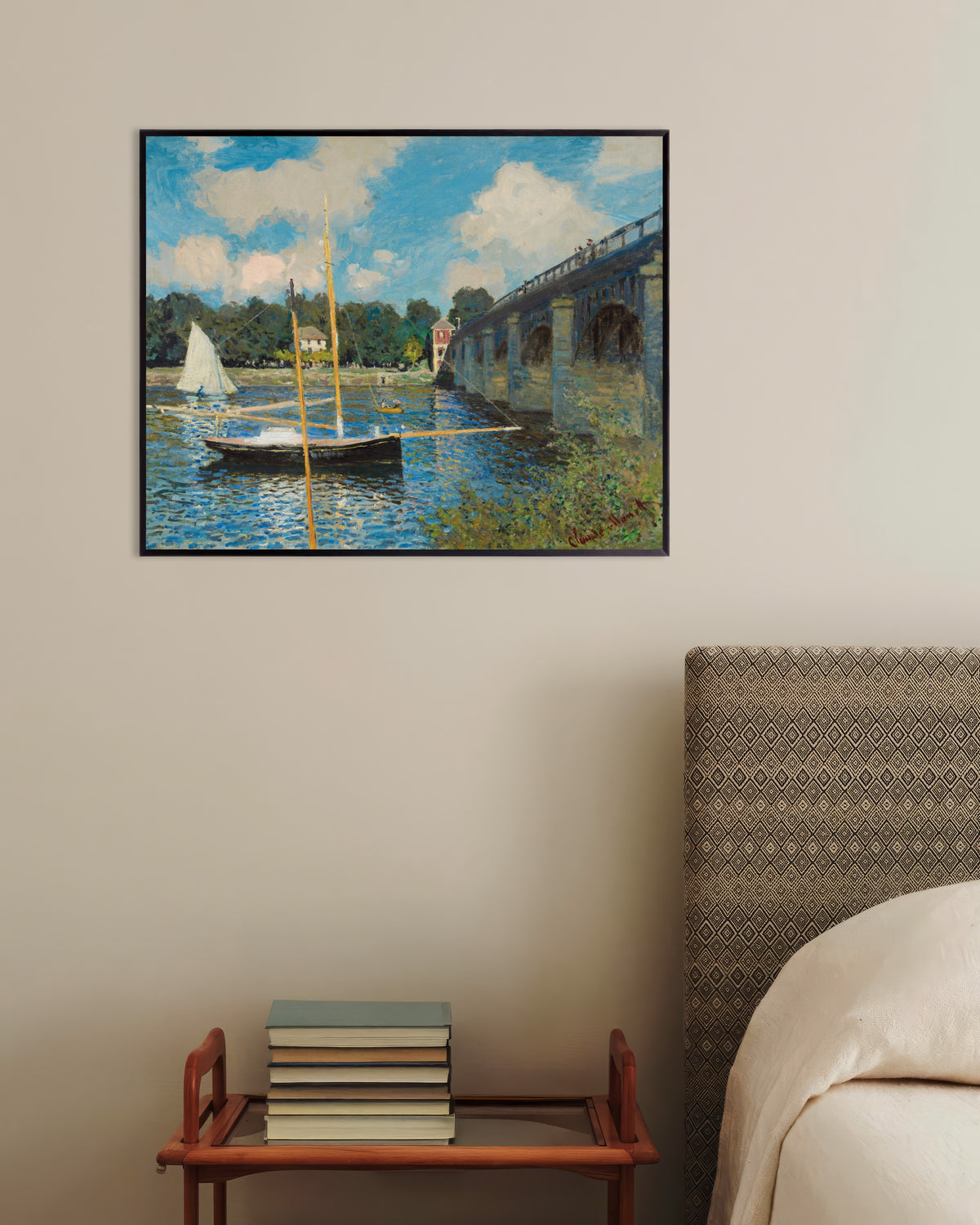 Affiche Le Pont à Argenteuil (1874) de Claude Monet, avec un cadre en métal