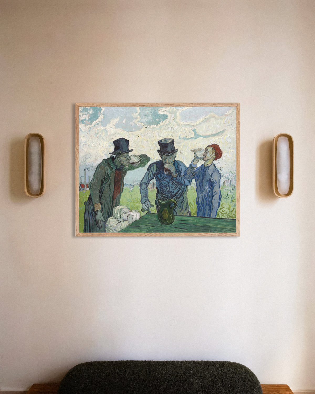 Poster Les Buveurs, d’après Daumier (1890), par Vincent van Gogh, avec cadre en bois naturel