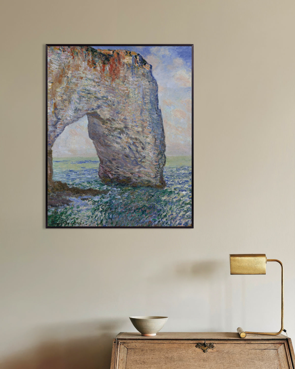 Affiche La Manneporte près d'Étretat (1886) de Claude Monet, avec un cadre en métal
