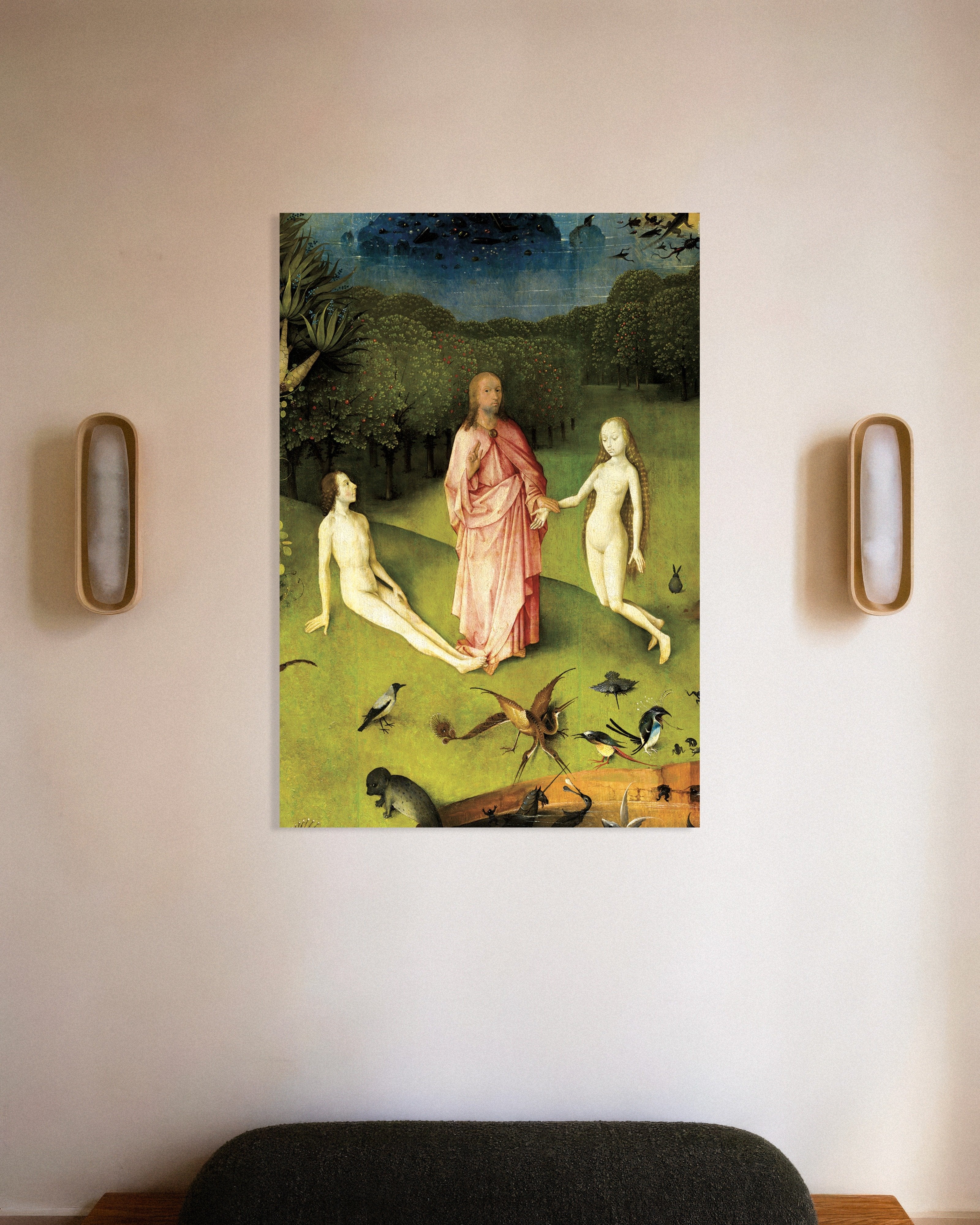 Poster of The meeting in Eden - Detail from The Garden of Earthly Delights