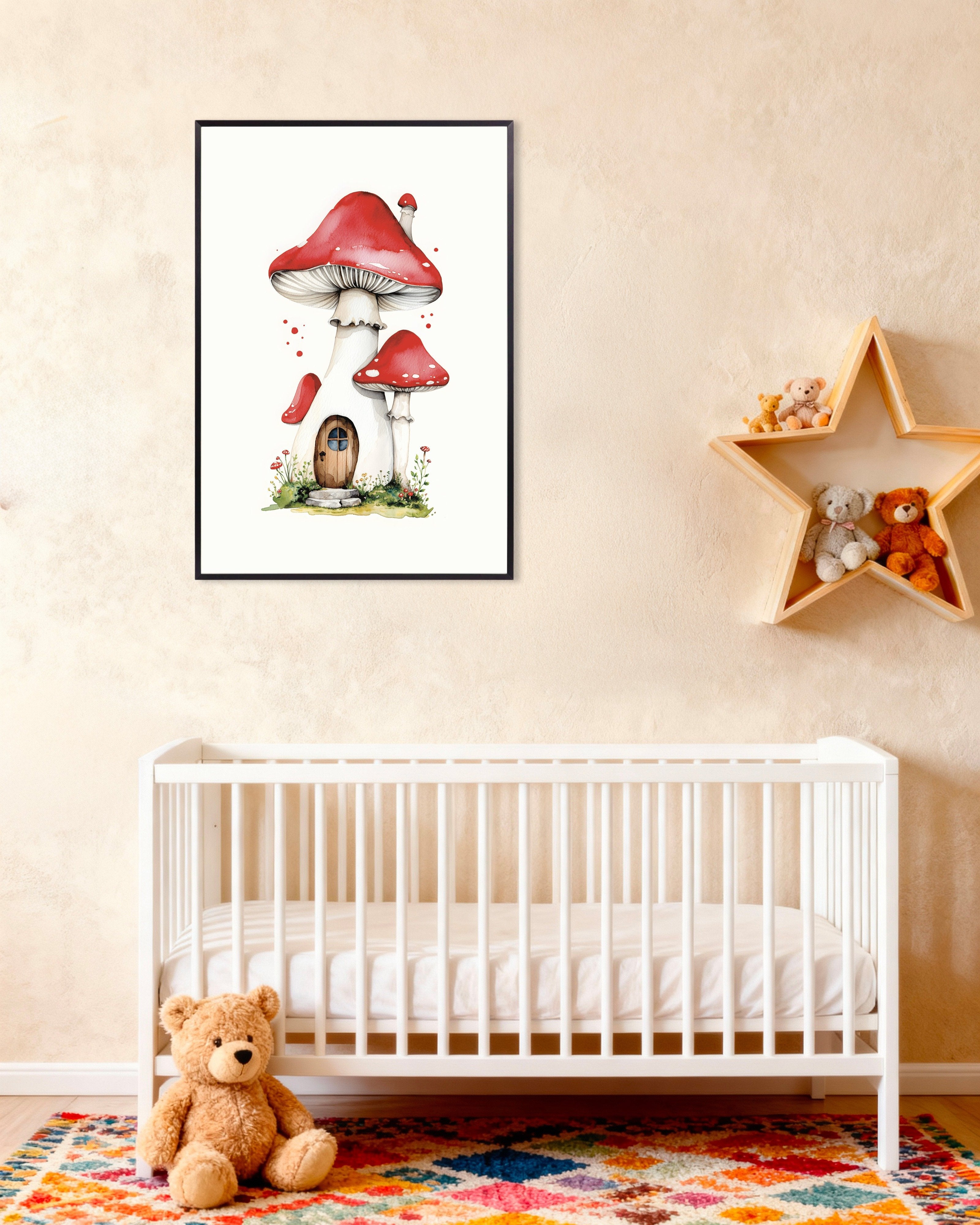 Poster of The Mushroom House - Poster, with metal frame
