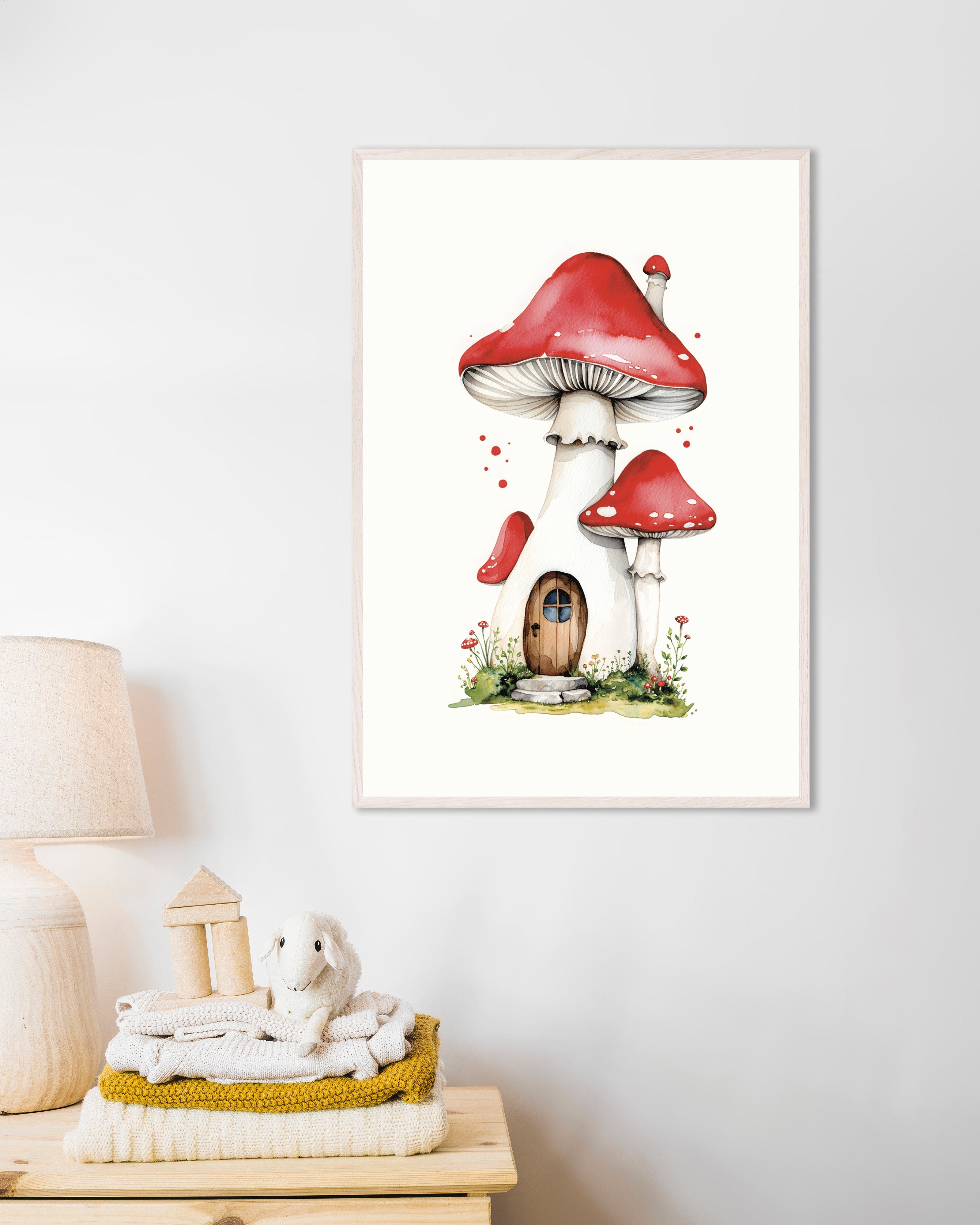 Poster of The Mushroom House - Poster, with white wooden frame