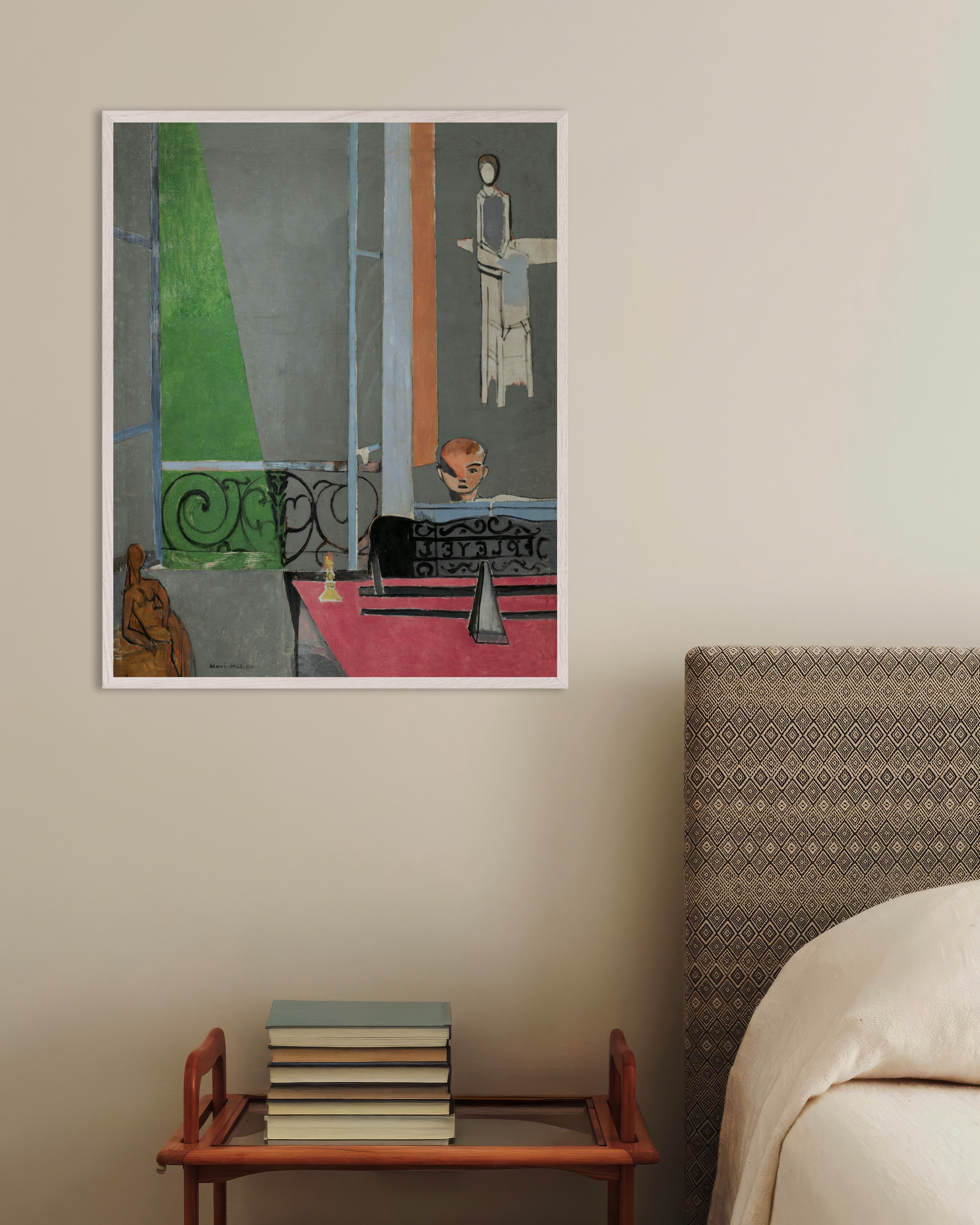 Poster of The piano lesson (1916) by Henri Matisse - Poster, with white wooden frame