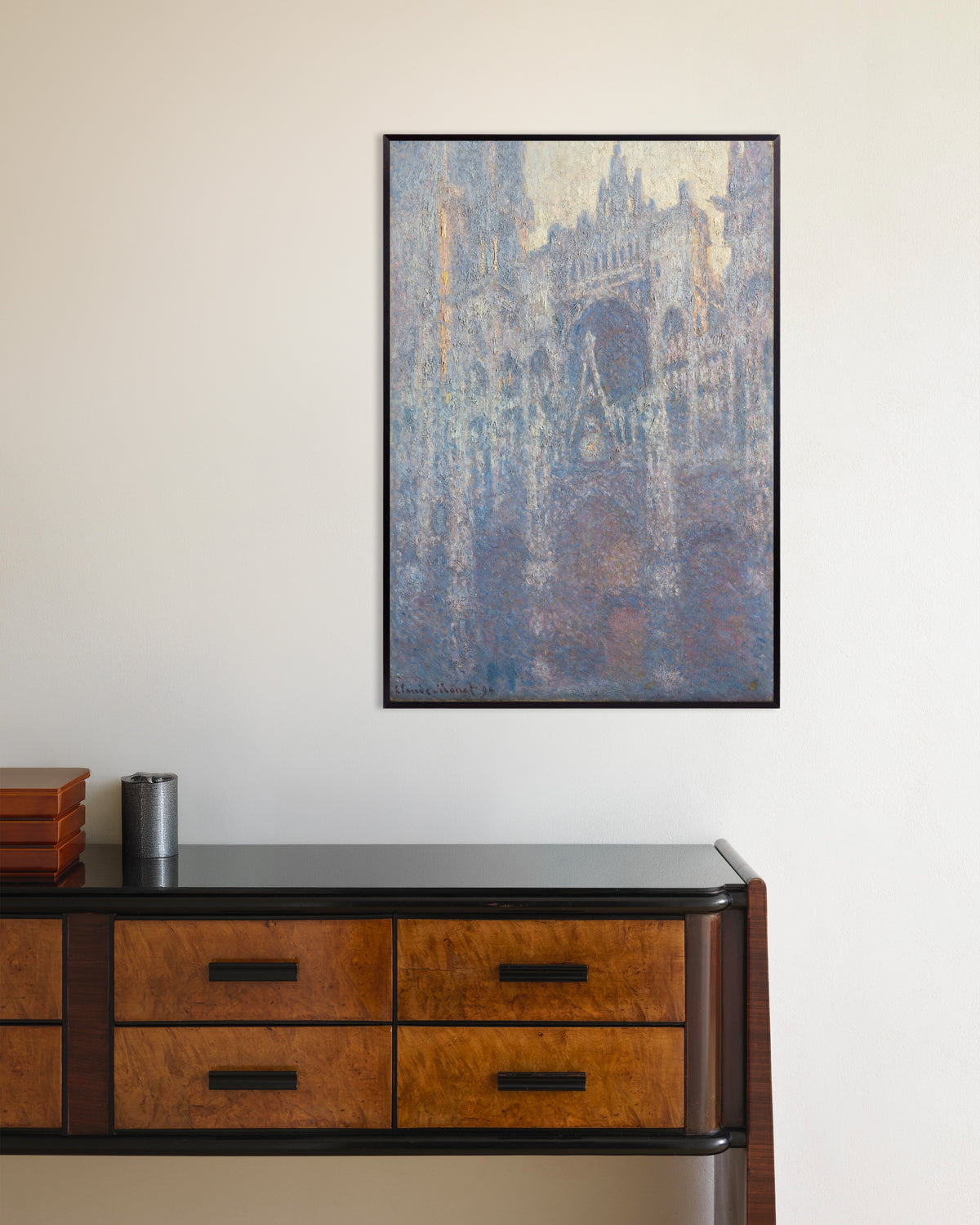 Affiche Le Portail de la cathédrale de Rouen, lumière du matin (1894) de Claude Monet, avec un cadre en métal