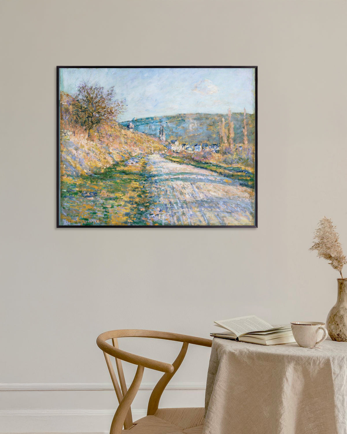 Affiche La Route de Vétheuil (1879) de Claude Monet, avec un cadre en métal