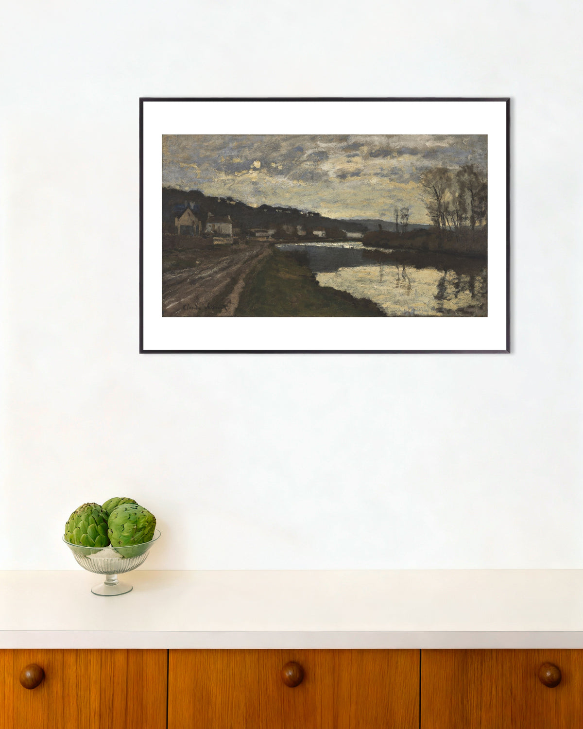 Affiche La Seine à Bougival (1870) de Claude Monet, avec un cadre en métal