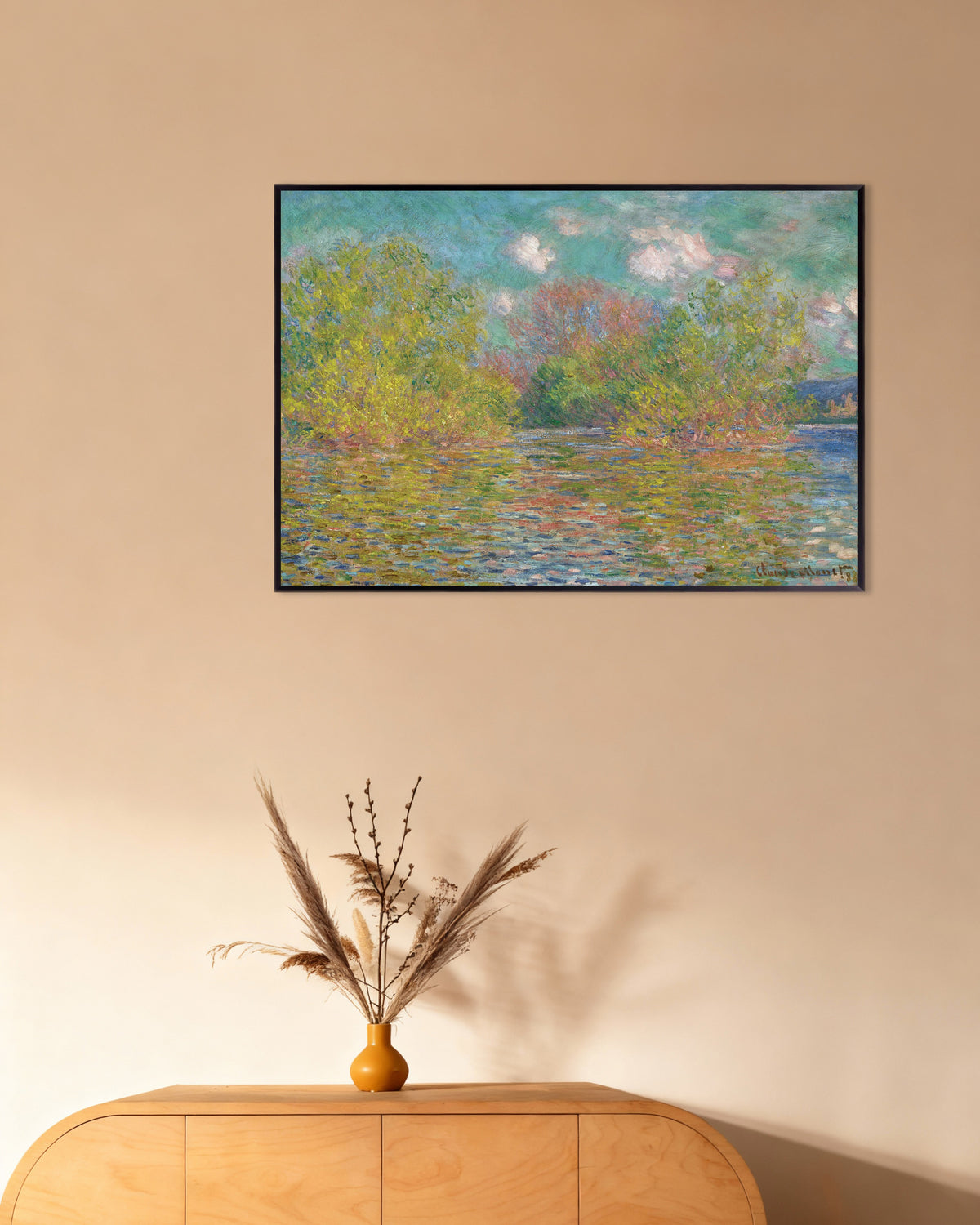 Affiche La Seine près de Giverny (1888) de Claude Monet, avec un cadre en métal