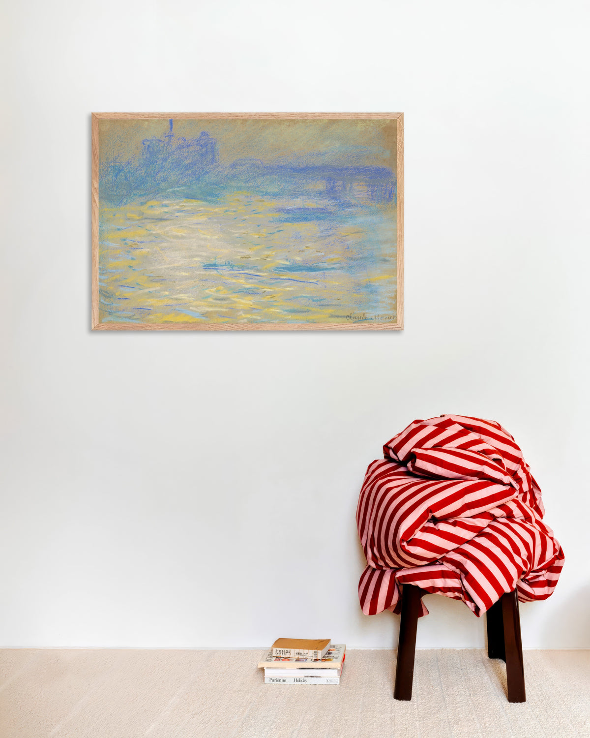 Affiche La Tamise (1901) de Claude Monet, avec un cadre en bois naturel