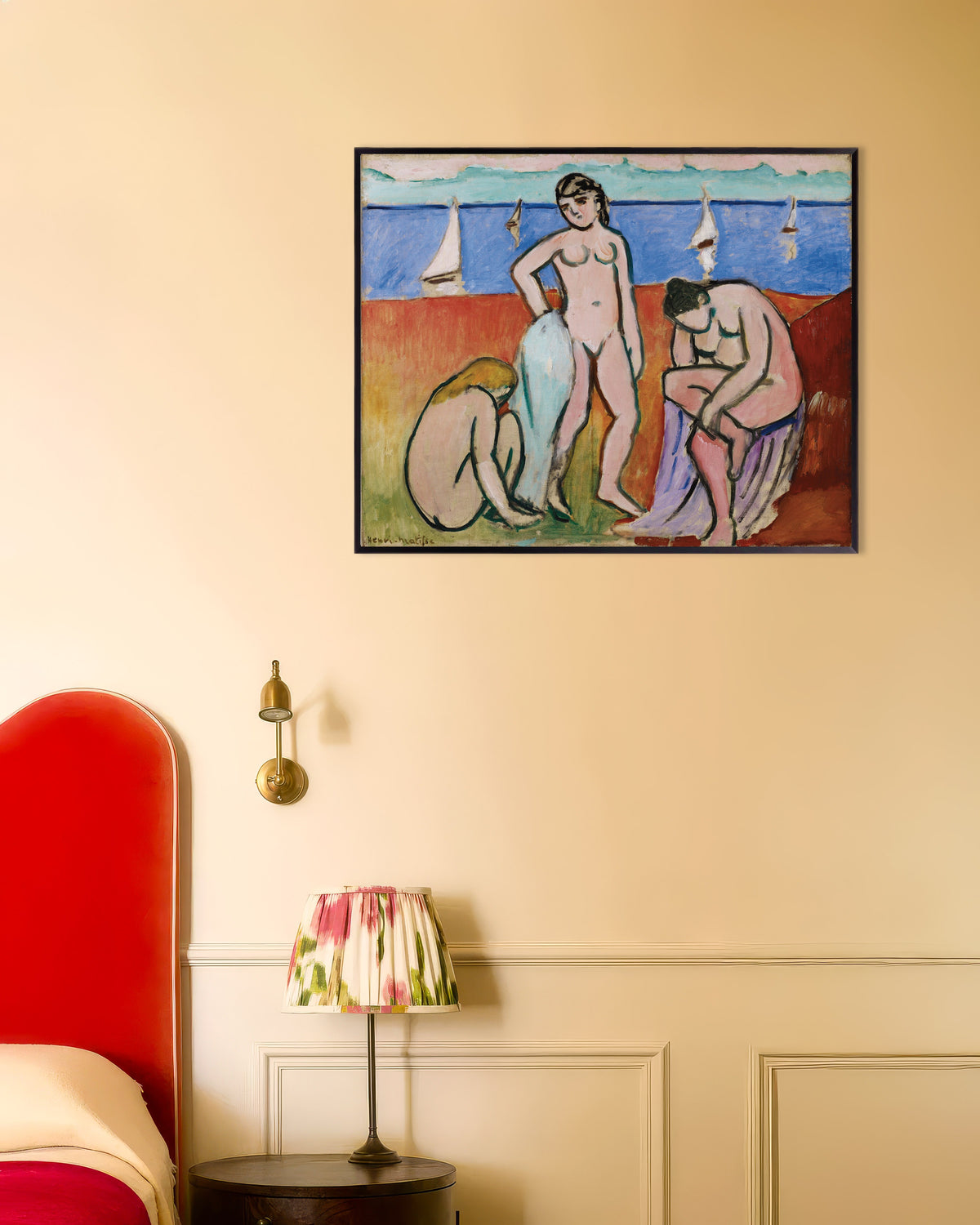 Poster de Trois baigneuses (1907) de Henri Matisse, avec un cadre en métal