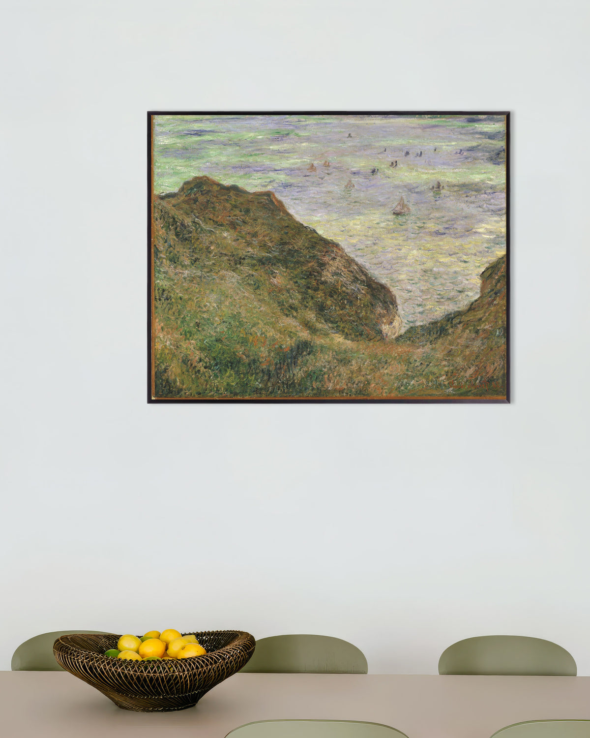 Affiche Vue sur la mer (1882) de Claude Monet, avec un cadre en métal