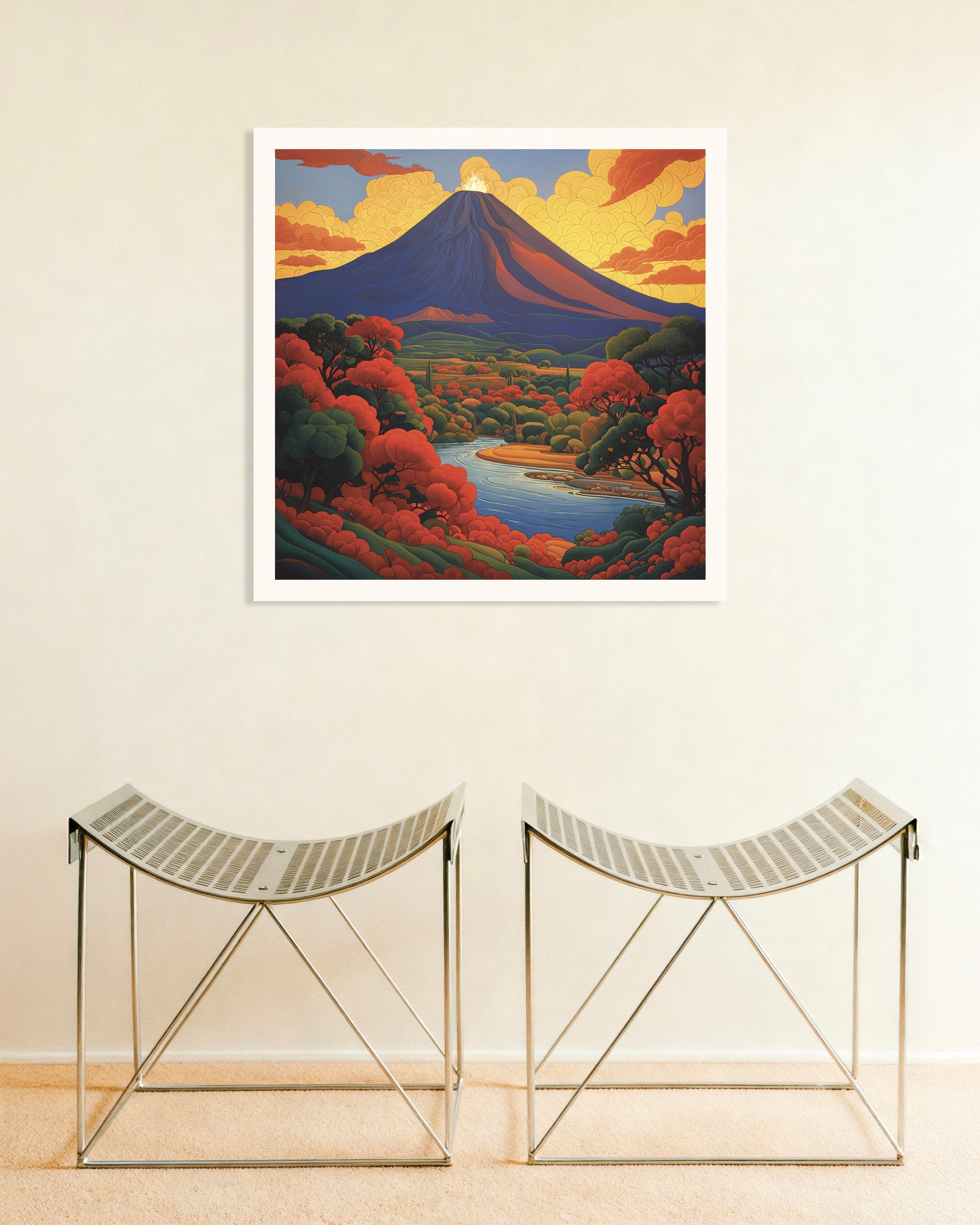Poster of Volcano poster, mystical symbolist composition