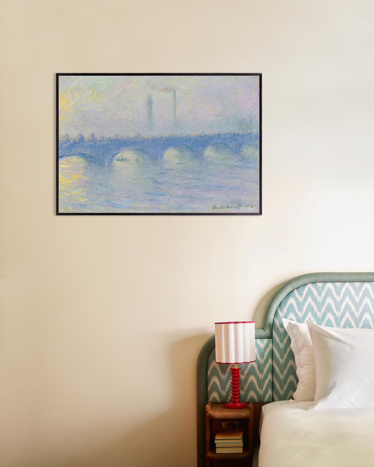 Affiche Waterloo Bridge, effet de brume (1904) de Claude Monet, avec un cadre en métal