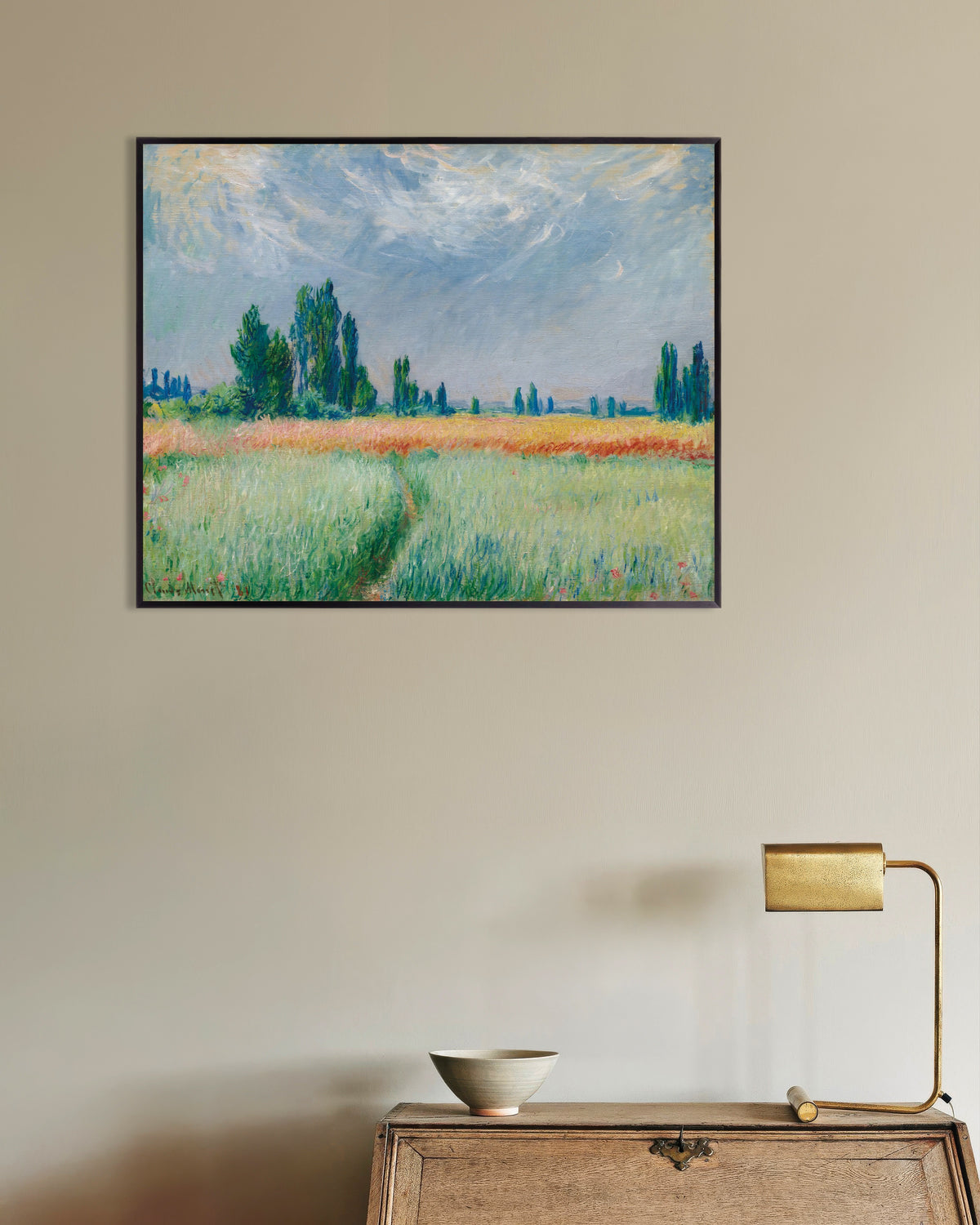 Affiche Champ de blé (1881) de Claude Monet, avec un cadre en métal