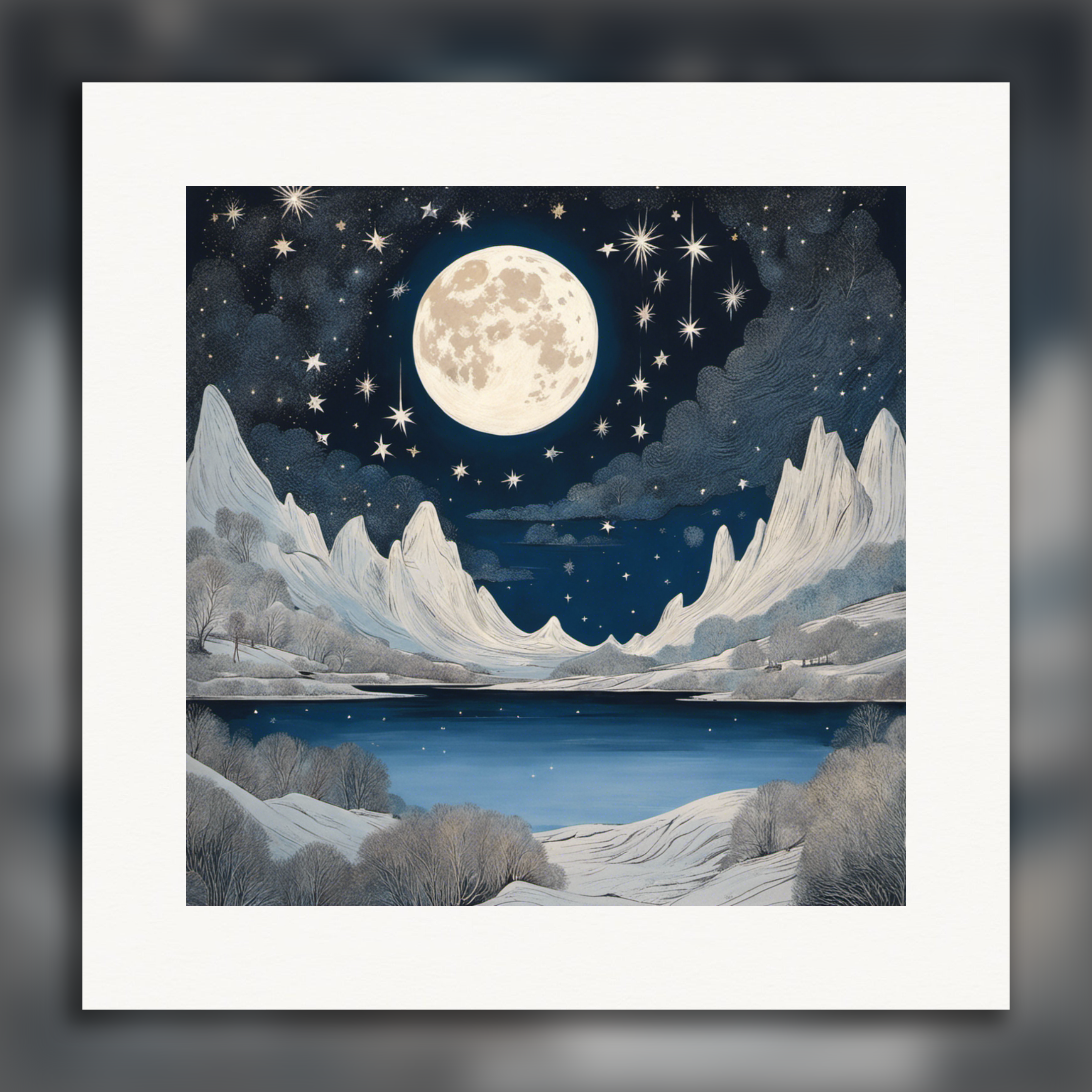 Moomins, Lune et ciel étoilé - Affiche