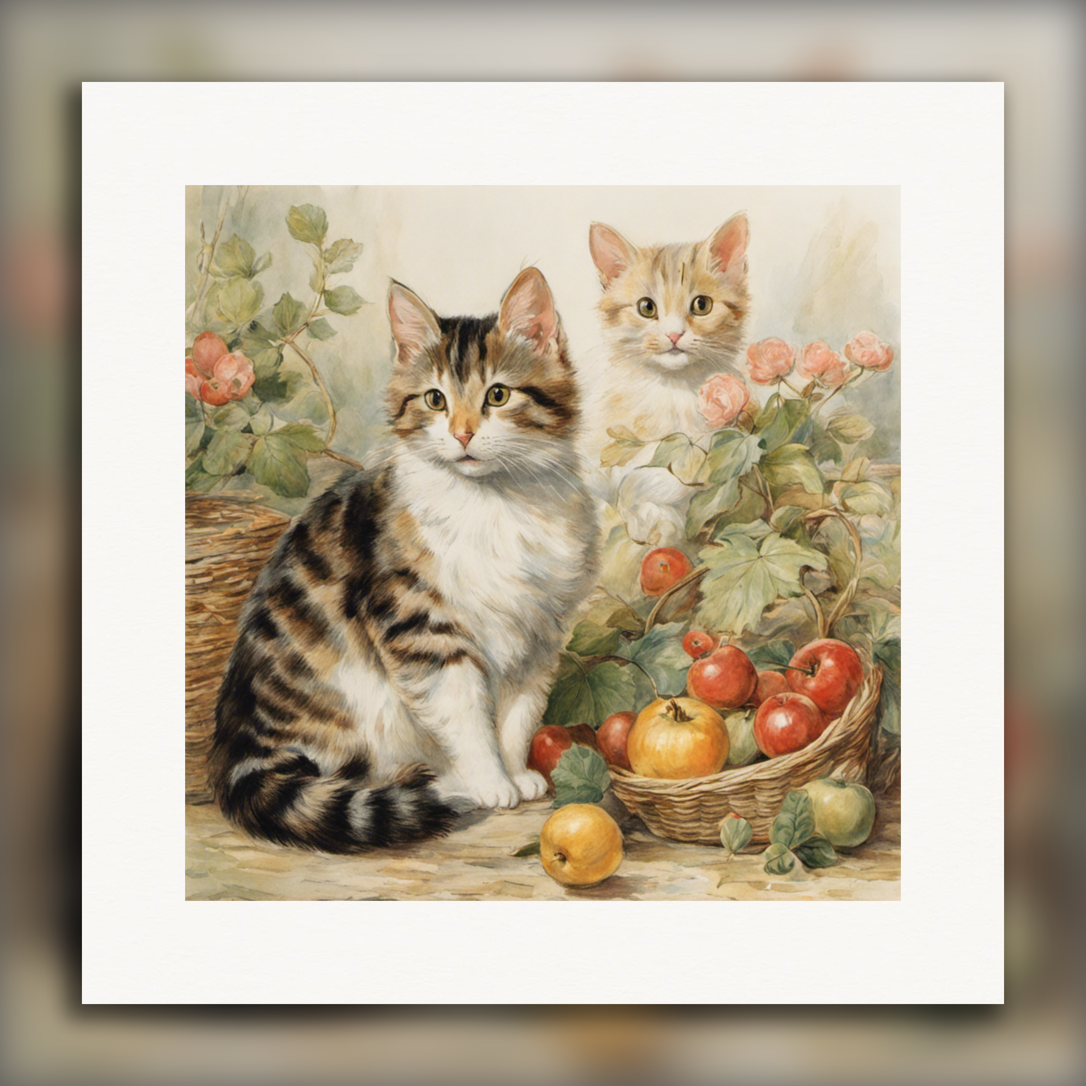 Contes charmants, délicates aquarelles britanniques, Chats- Affiche
