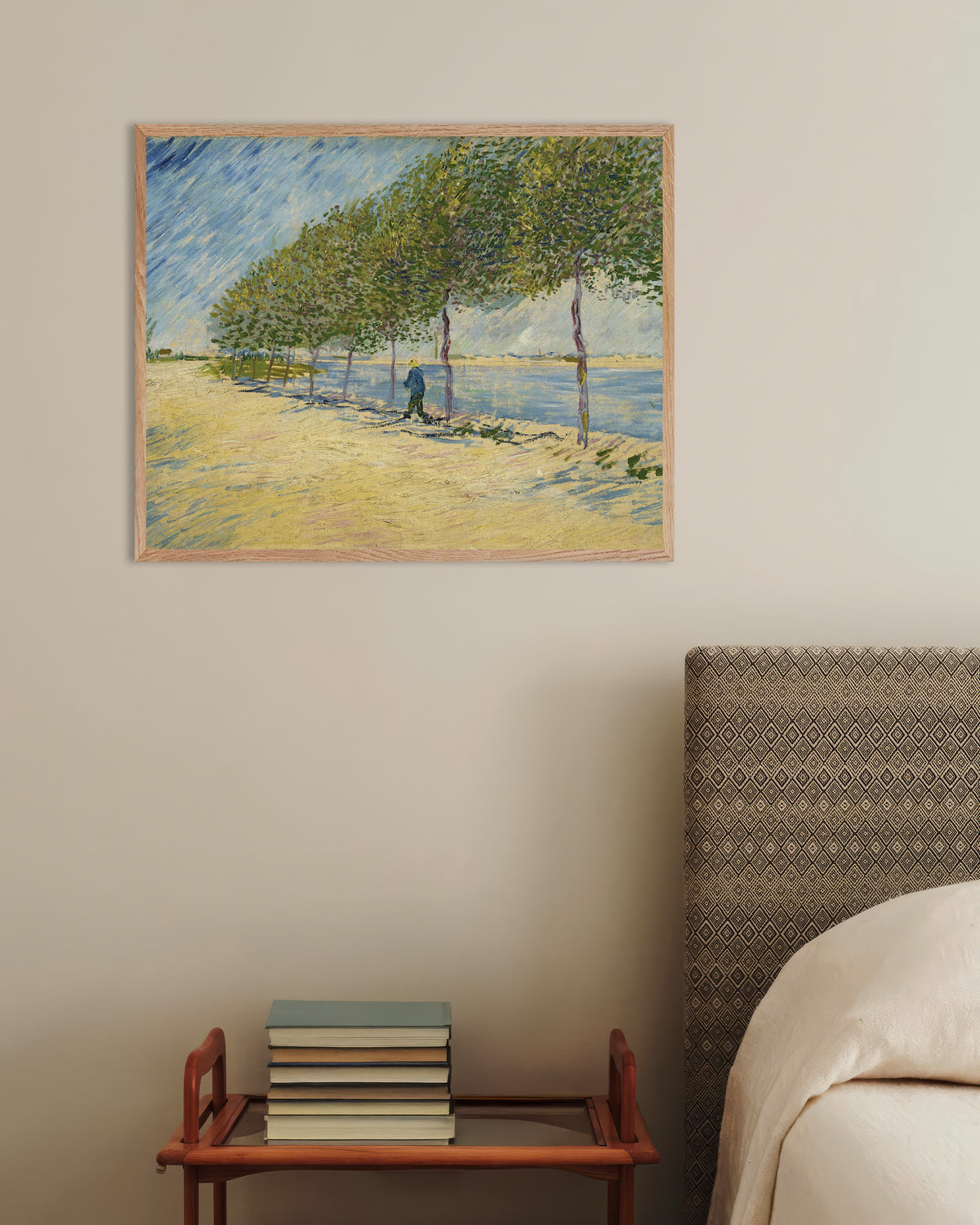 Poster Le long de la Seine (1887), de Vincent van Gogh, avec un cadre en bois naturel