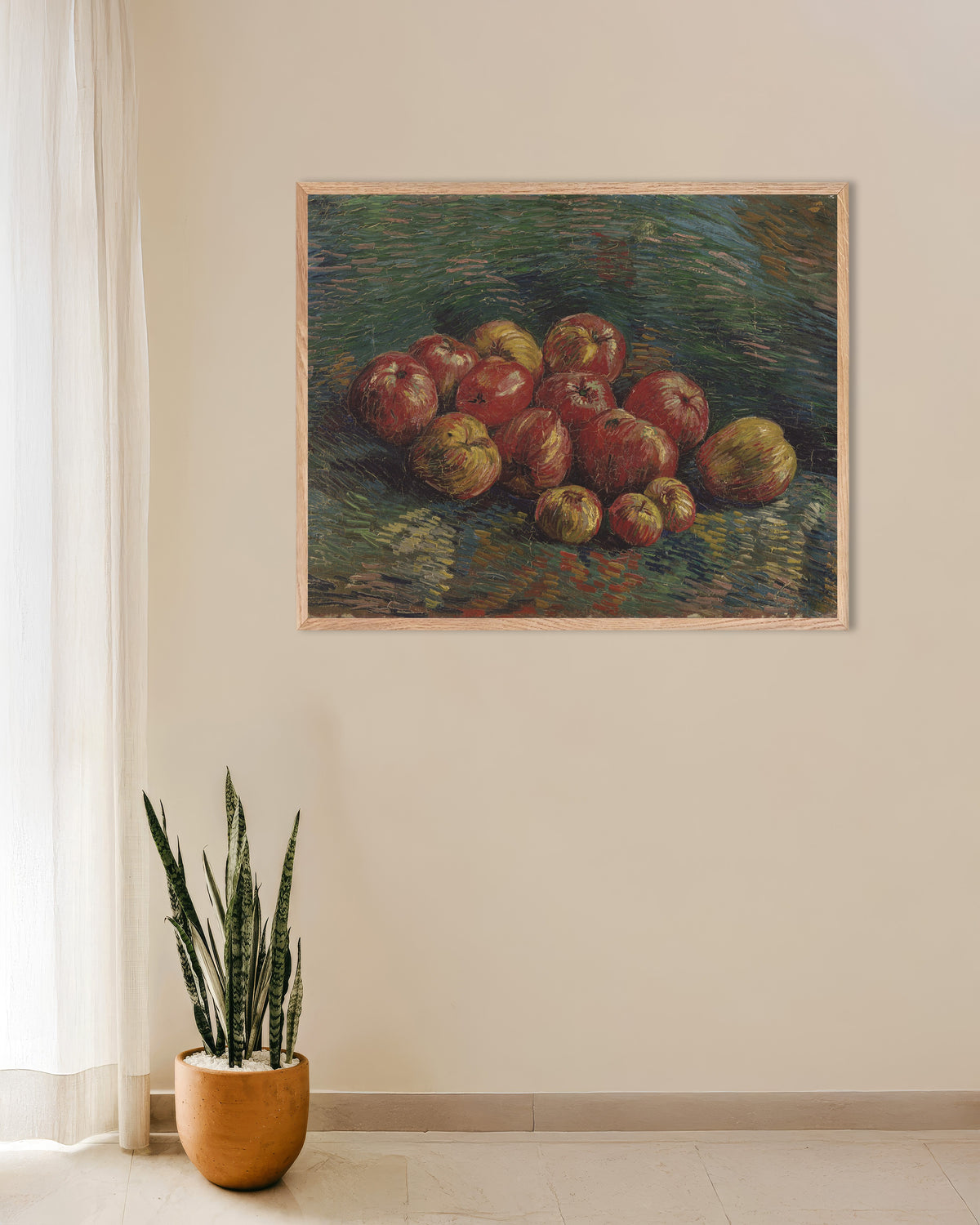 Poster Pommes (1887) de Vincent van Gogh, avec un cadre en bois naturel