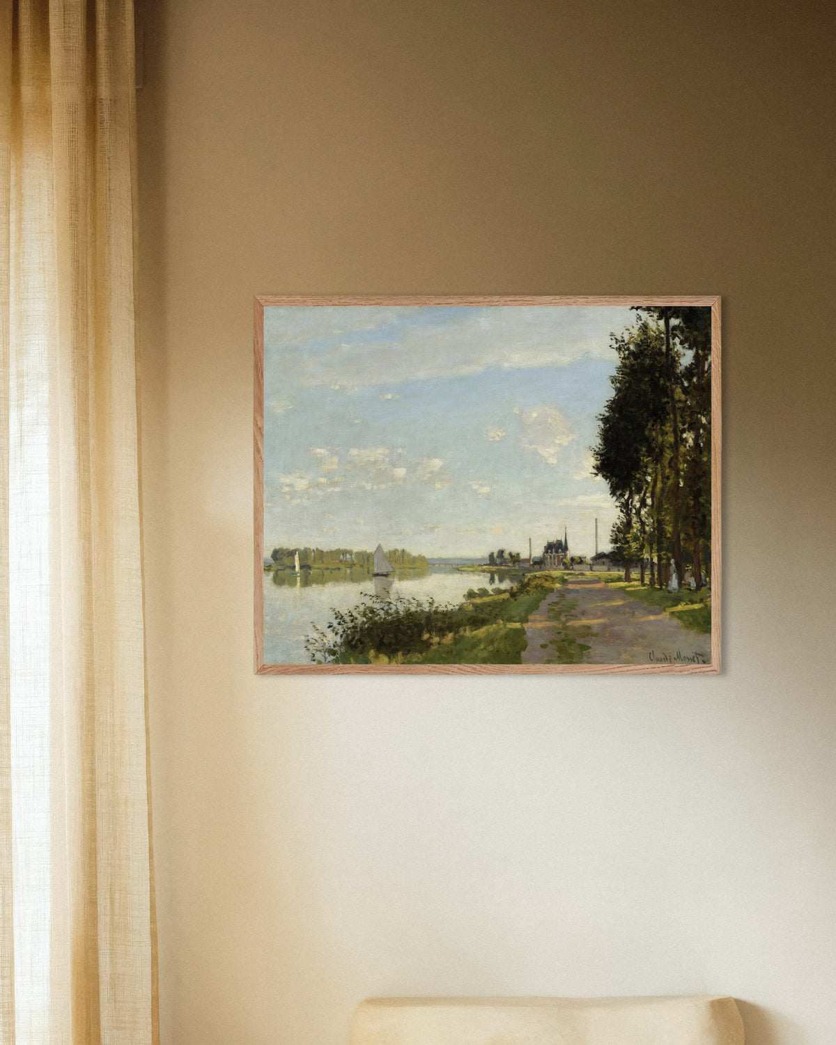 Affiche Argenteuil (vers 1872) de Claude Monet, avec un cadre en bois naturel