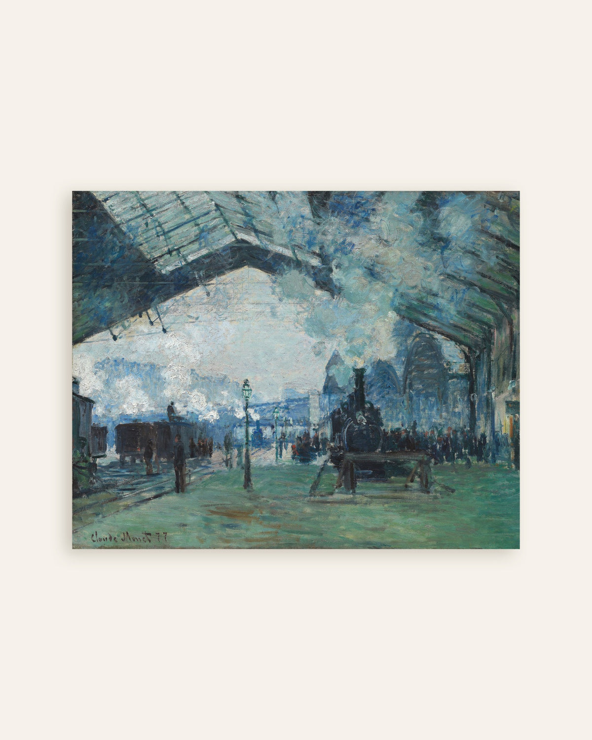 Affiche La Gare Saint-Lazare, arrivée d'un train de Normandie (1877) de Claude Monet, miniature