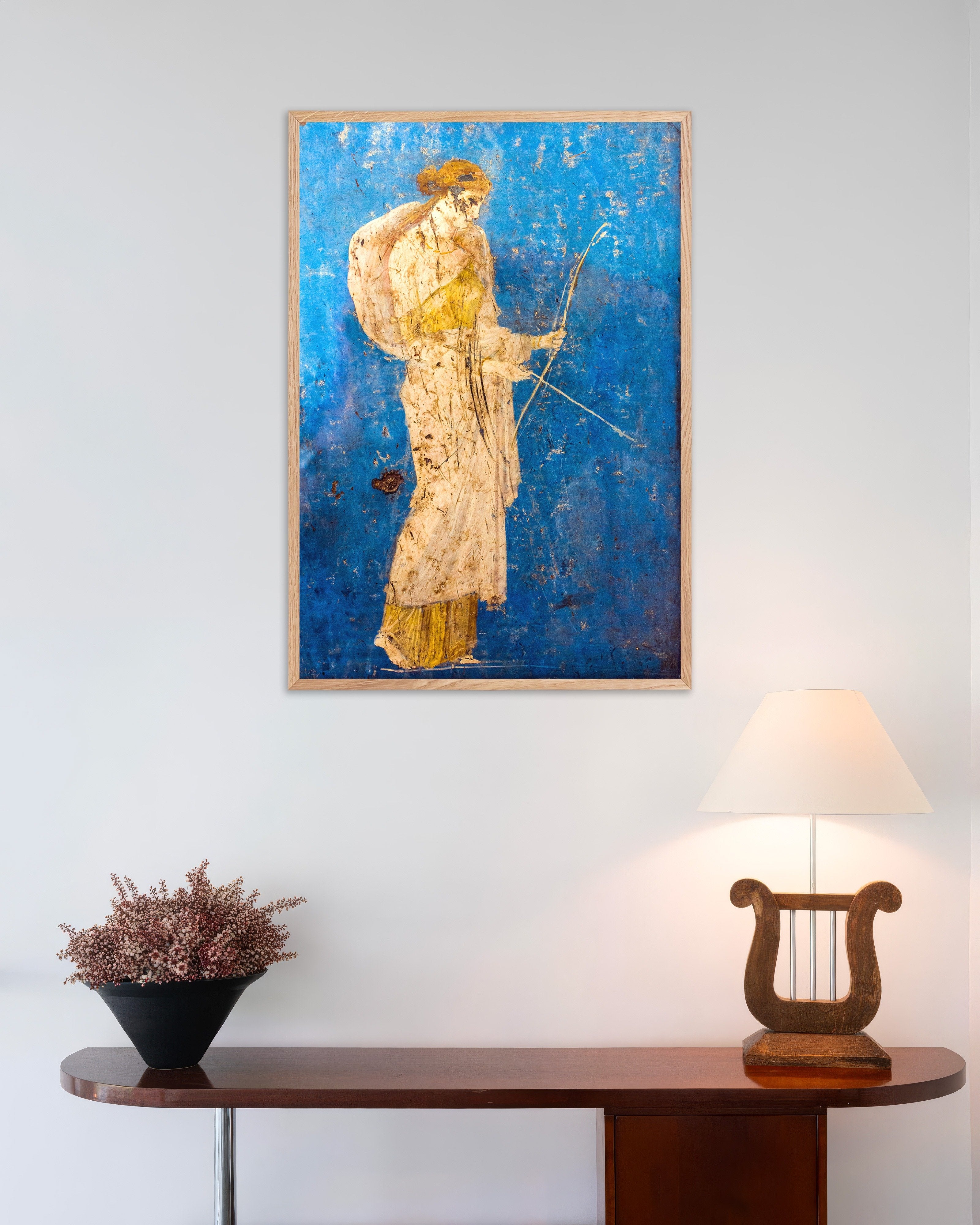 Poster of Artemis Wall Fresco – Roman Mural Poster, with natural wooden frame