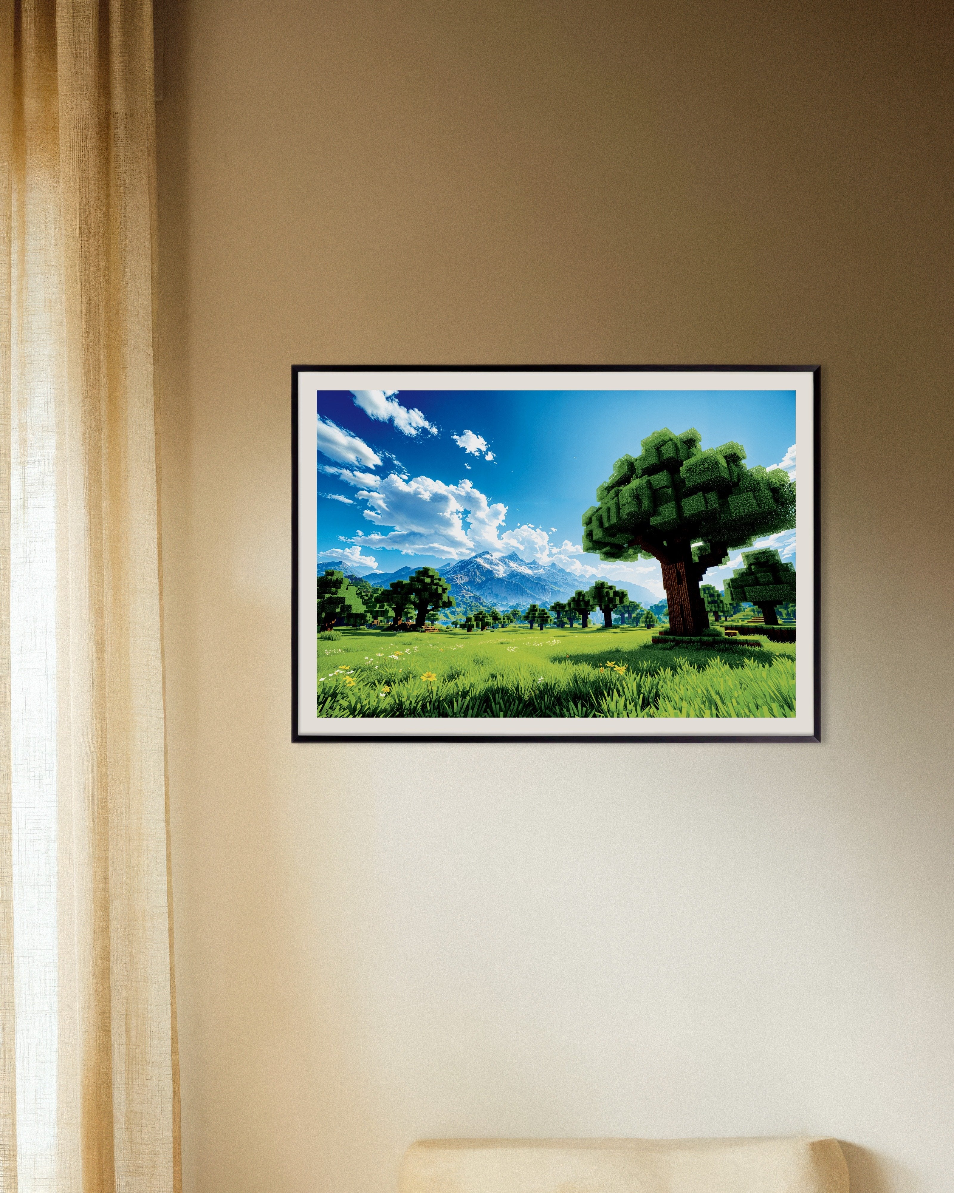 Poster of Beautiful Pixel Landscape – Fantasy Poster, with metal frame