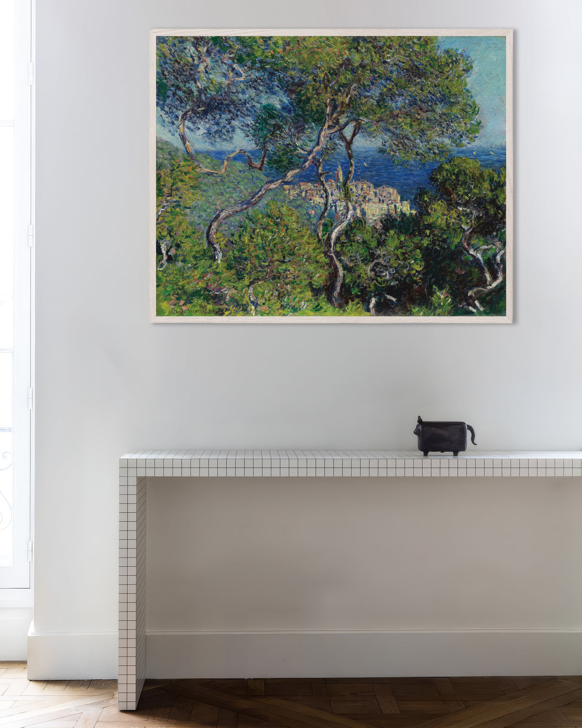 Affiche Bordighera (1884) de Claude Monet, avec un cadre en bois blanc