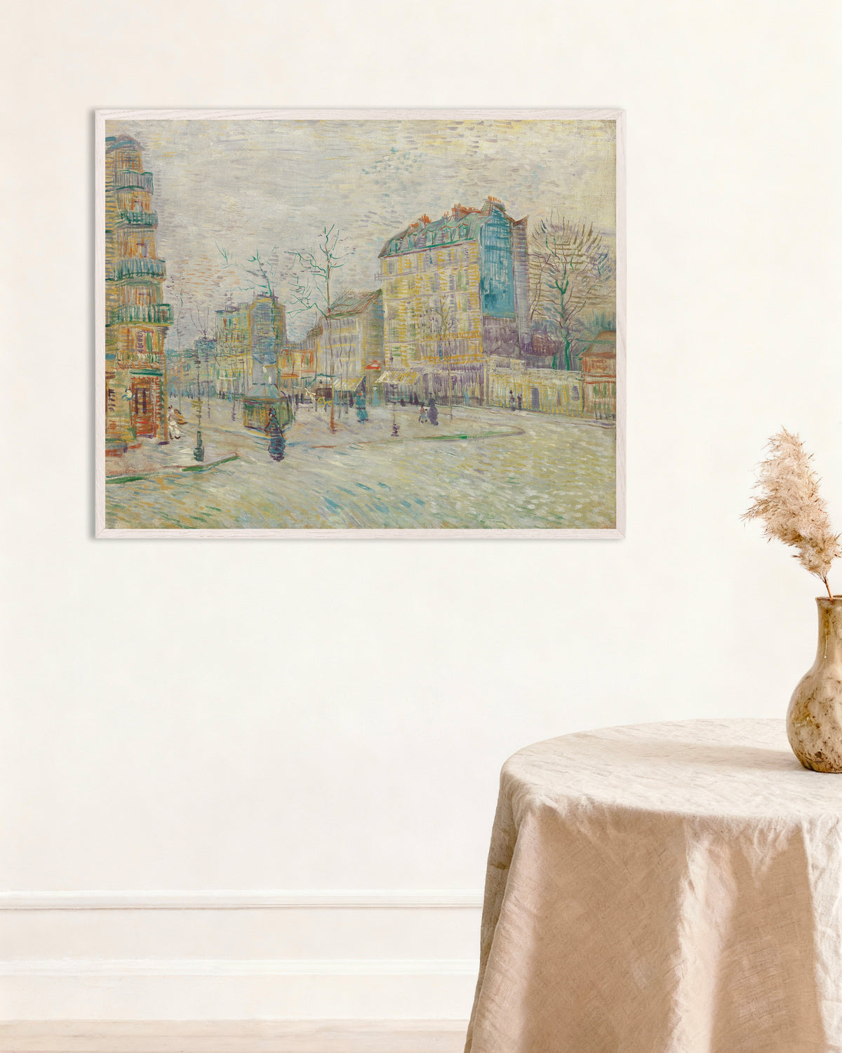 Poster de Boulevard de Clichy (1887) de Vincent van Gogh, avec un cadre en bois blanc