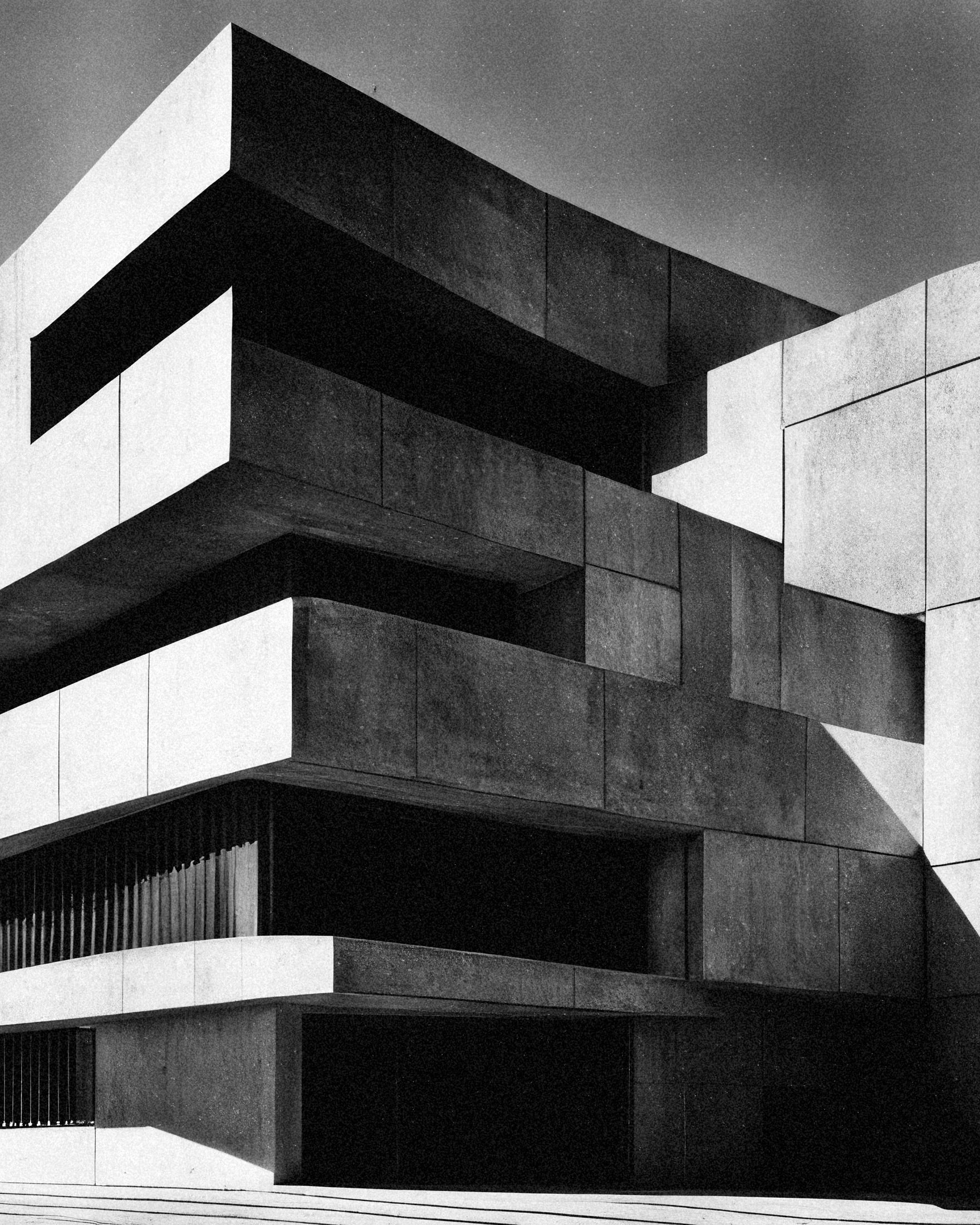Affiche d'architecture brutaliste – Design moderne en béton