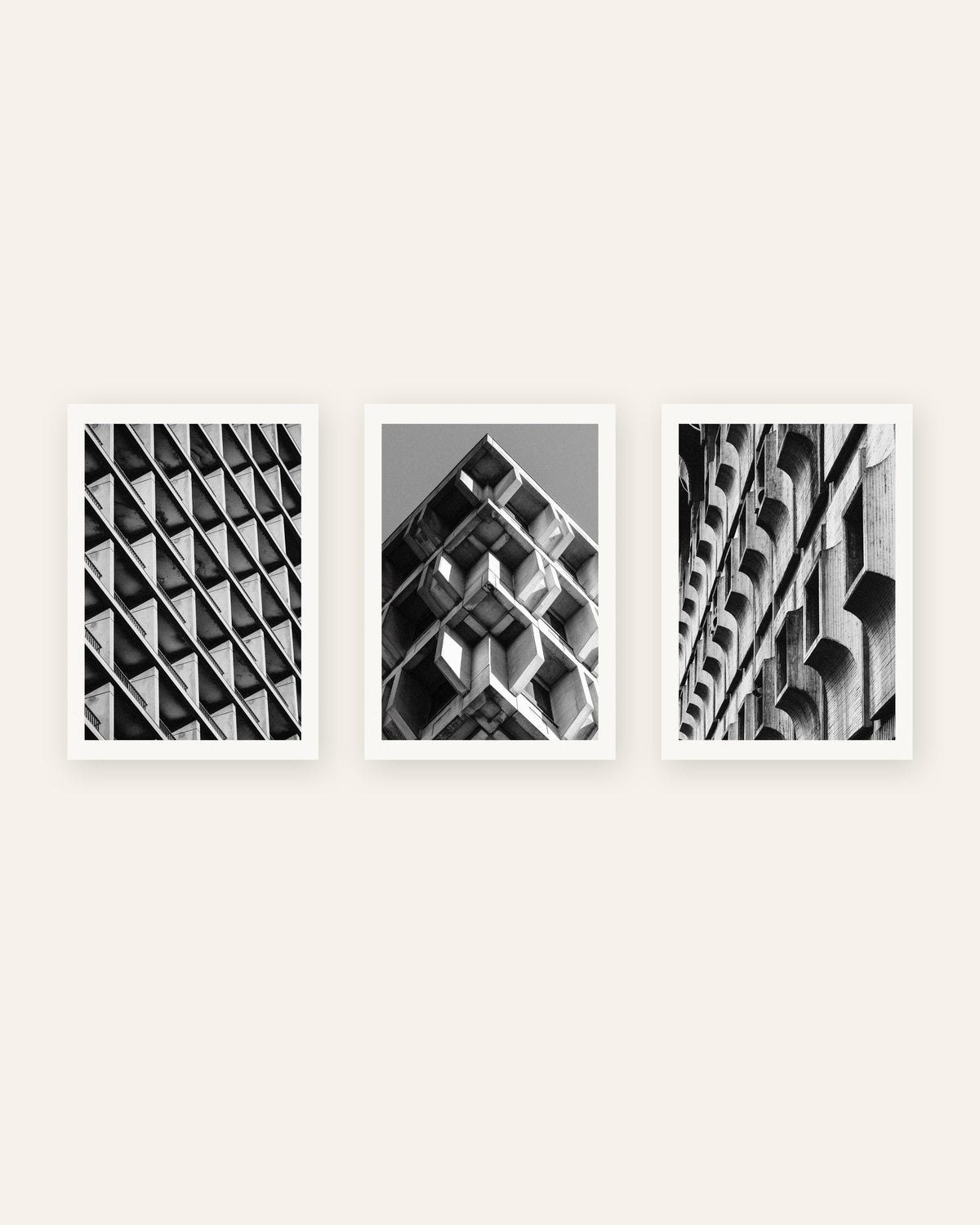 Affiches brutalistes, lot de 3 : motifs de béton, sans cadre