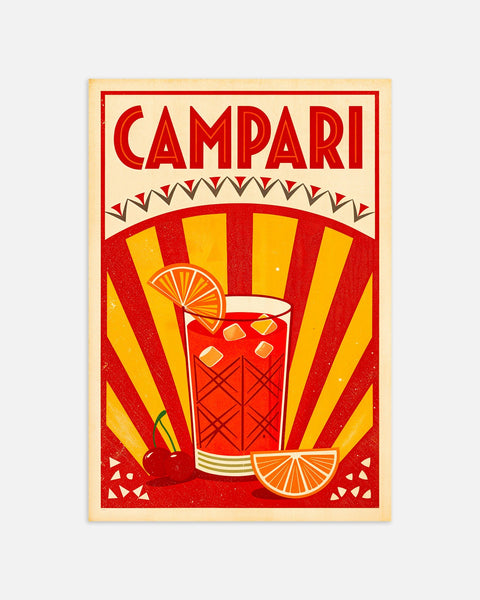 Panneau Mural Campari Jet-Set Glamour En Métal Lourd - Déco Vintage Italienne 60x40 Cm