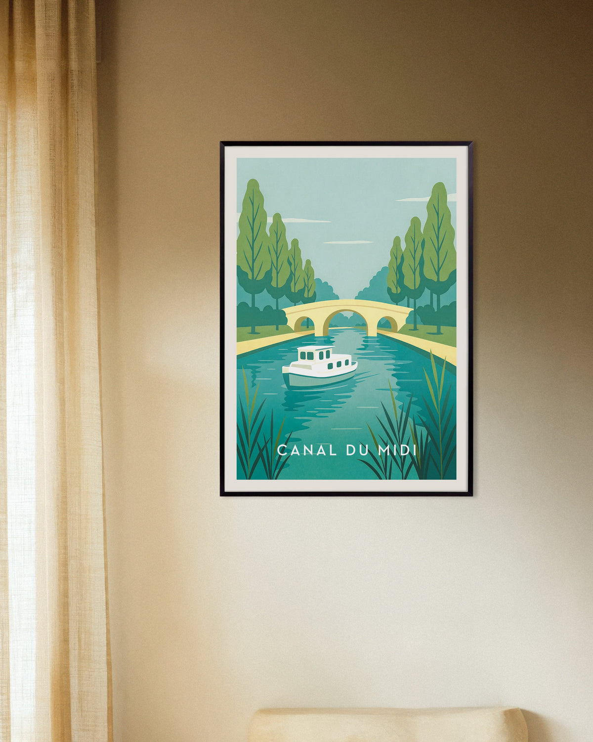 Poster de Affiche Canal du Midi, avec un cadre en métal