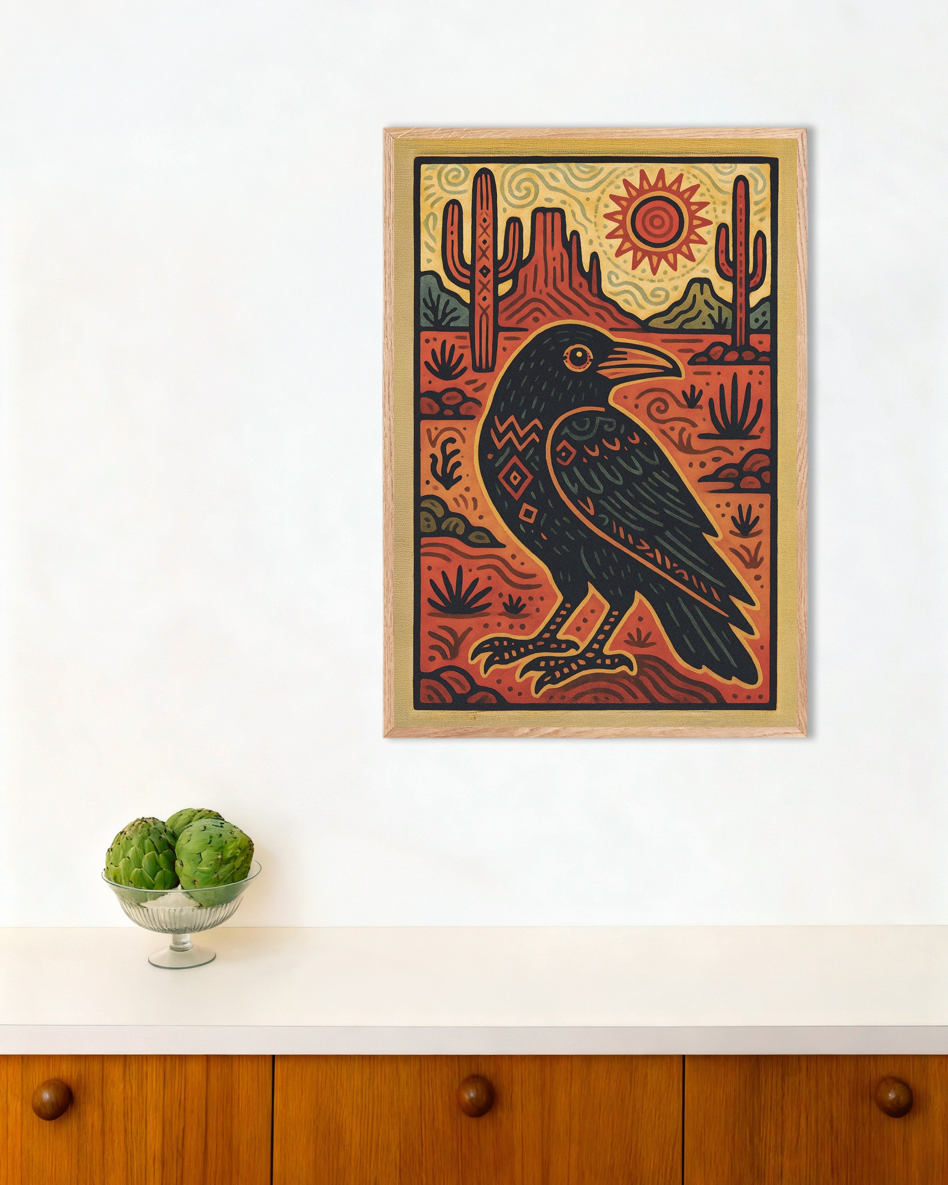 Poster of Carlos Castaneda Quote Art Print - Journey to Ixtlan: The Lessons of Don Juan, no text, with natural wooden frame