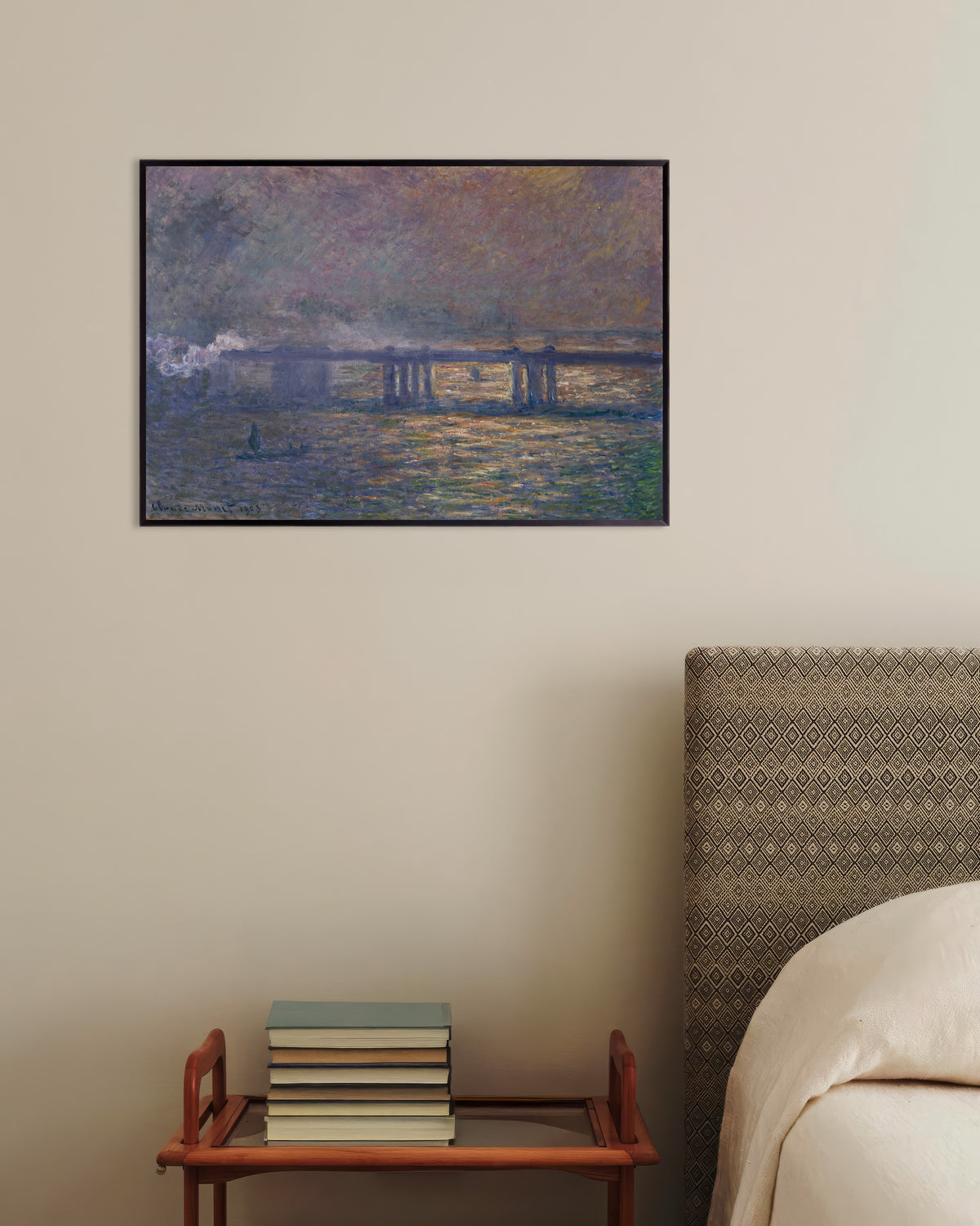 Affiche Charing Cross Bridge (1903) de Claude Monet, avec un cadre en métal