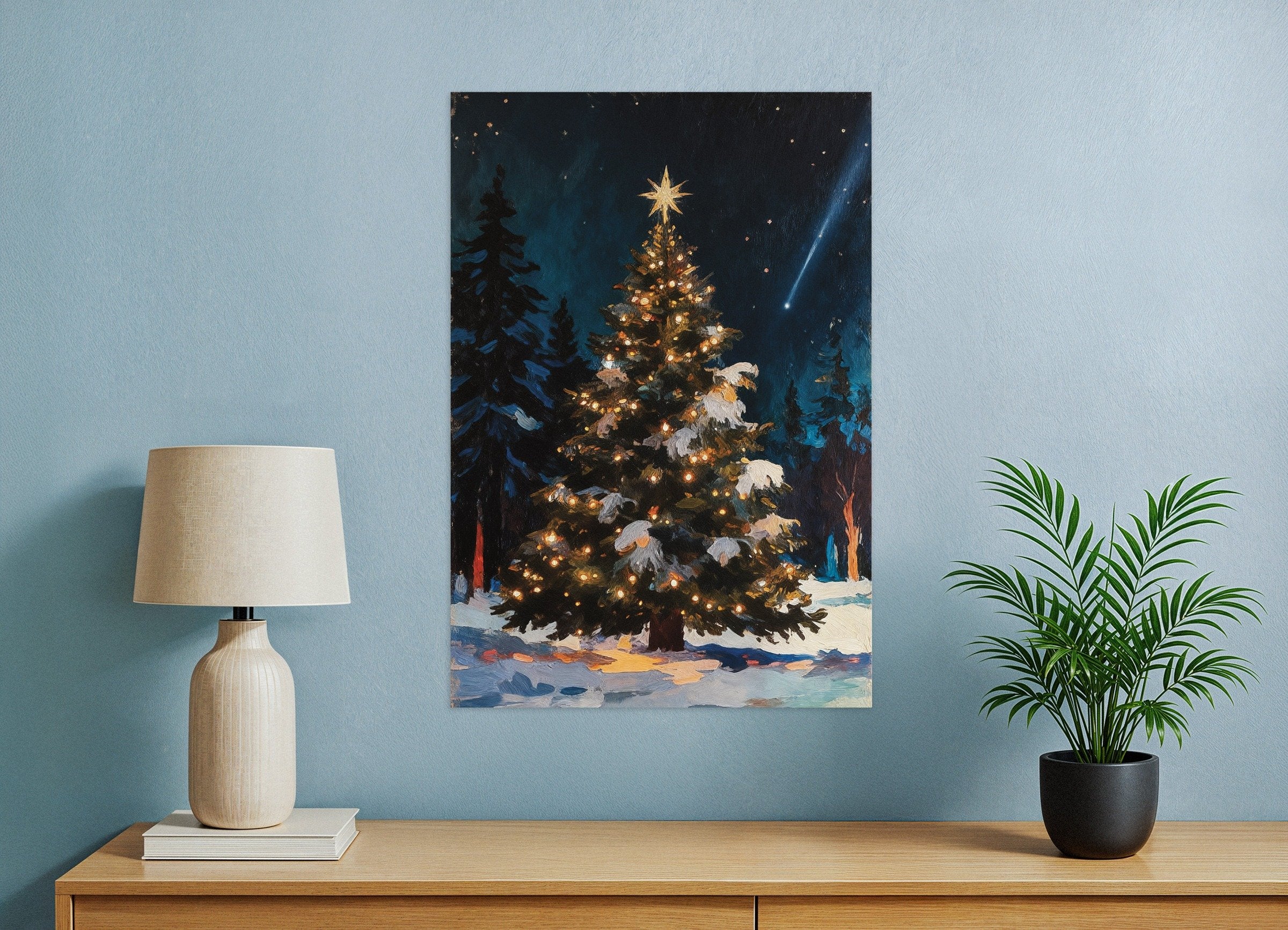 Poster of Christmas tree in the forest wall art print