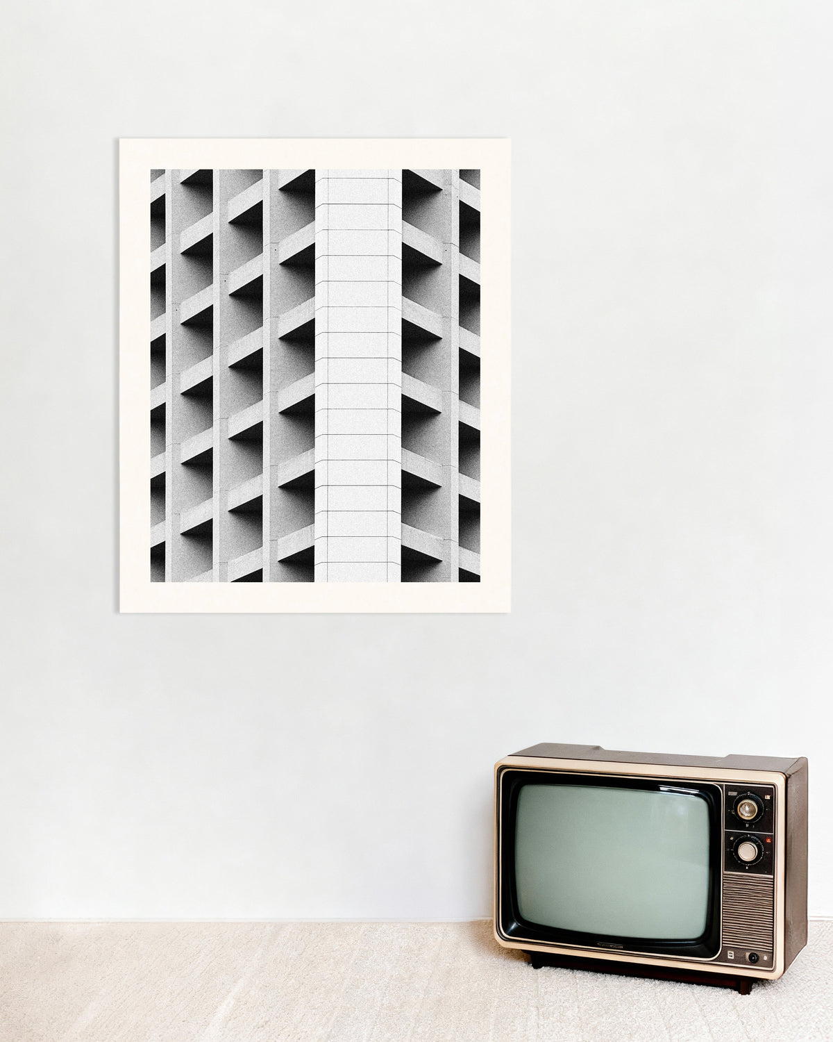 Affiche « Façade à caissons et bande blanche »