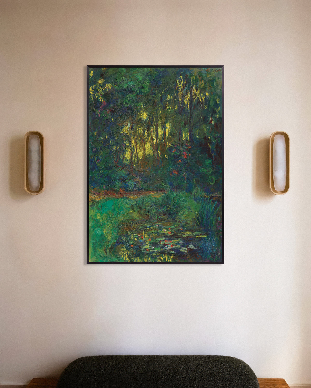 Affiche Coin du bassin aux nymphéas (1918–1919) de Claude Monet, avec un cadre en métal