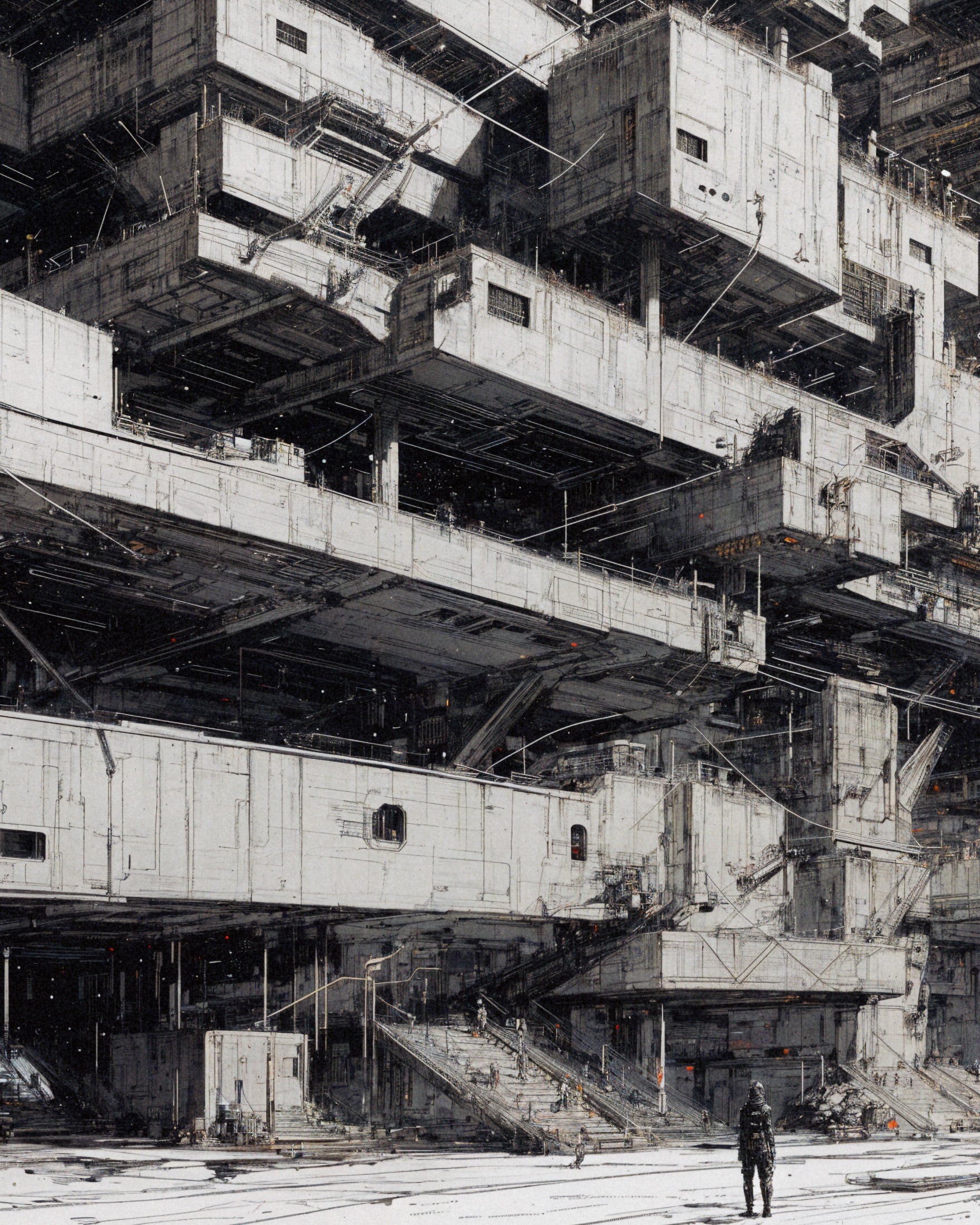 Architecture brutaliste, ville cybernétique - Affiche