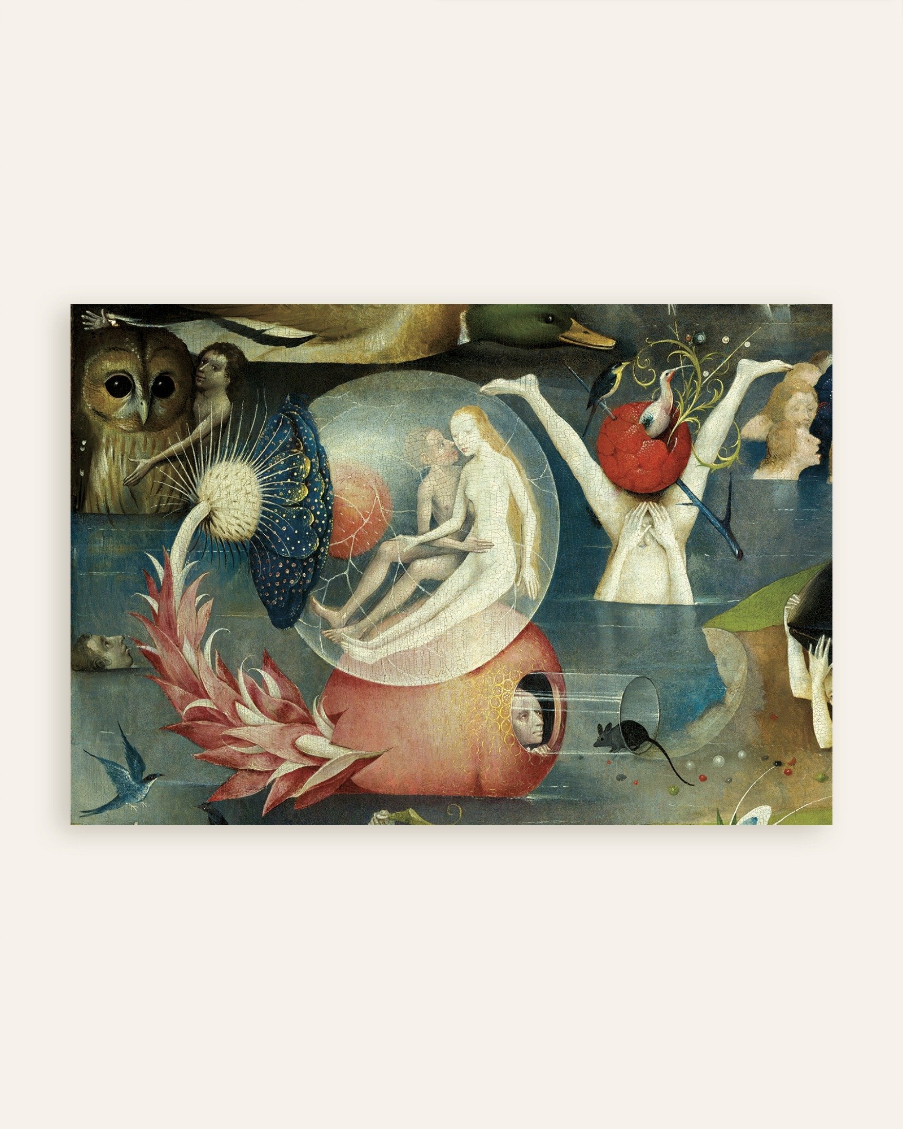 Poster of Detail from The Garden of Earthly Delights: giant birds and the mouse in the tube, thumbnail