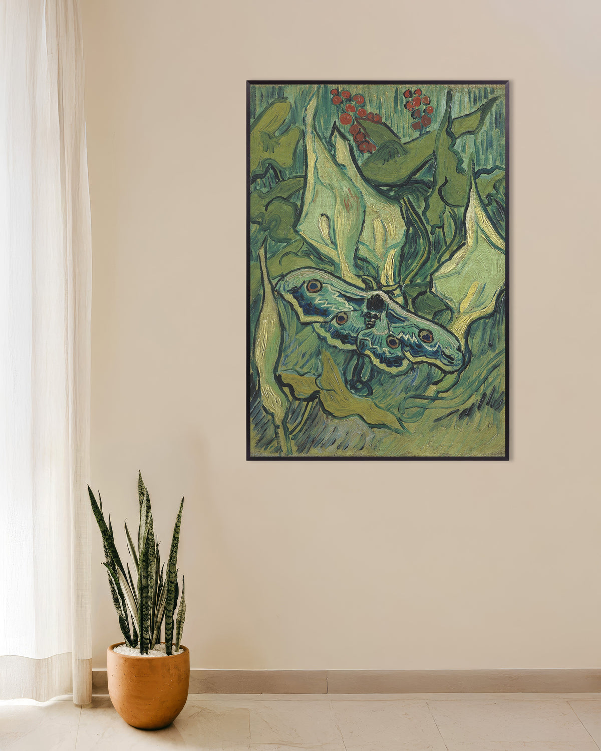 Poster de Le Papillon de nuit empereur (1889), de Vincent van Gogh, avec un cadre en métal