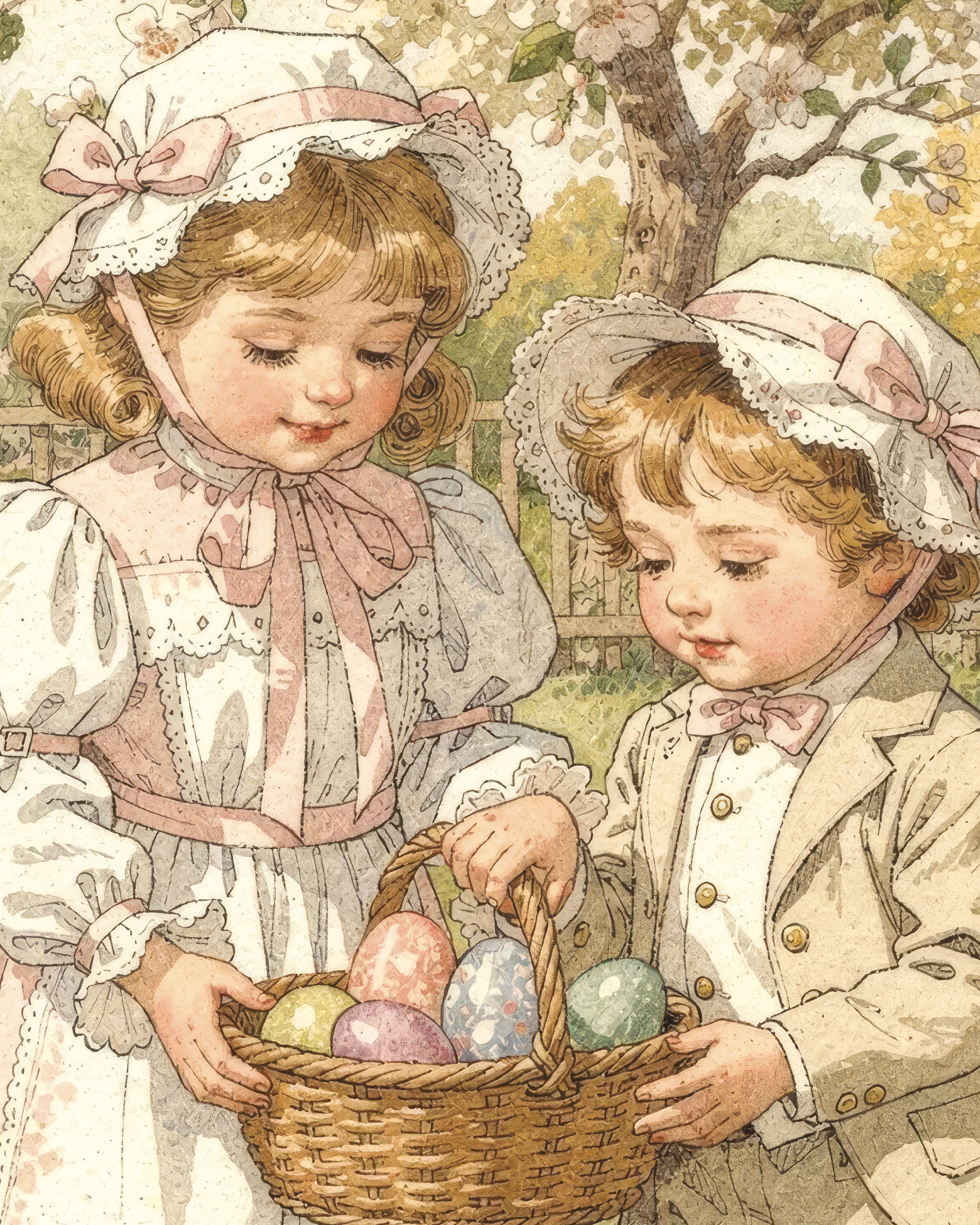 Chasse aux œufs de printemps - Poster de Pâques vintage