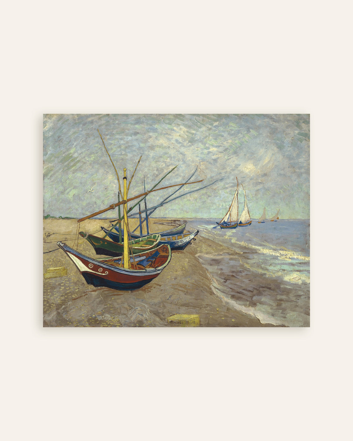 Poster de Barques de pêche sur la plage des Saintes-Maries-de-la-Mer (1888), de Vincent van Gogh, en vignette