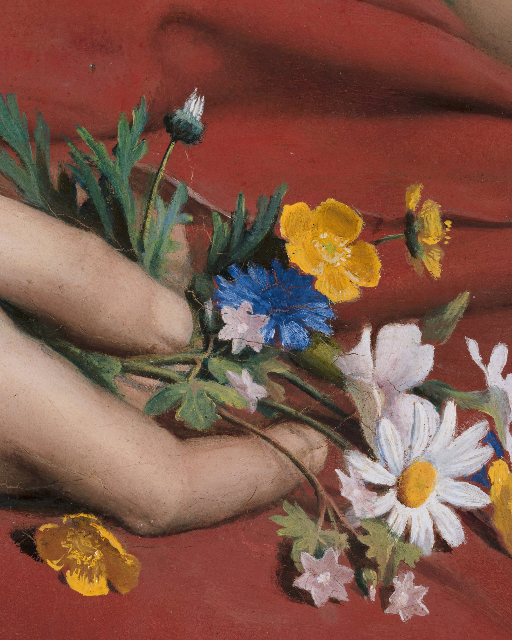 Louis Janmot "Fleur des Champs" - Détail des Mains - Bouquet de Fleurs Sauvages - Affiche