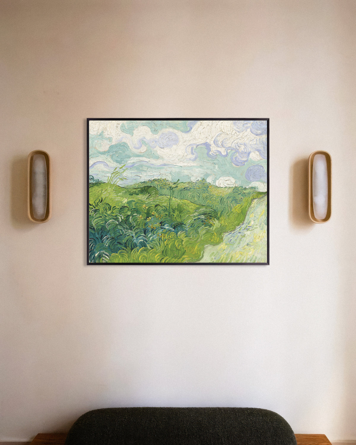 Poster de Champs de blé verts, Auvers (1890), de Vincent van Gogh, avec un cadre en métal