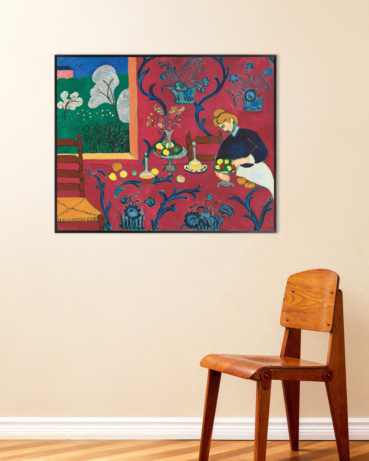 Poster de Harmony in Red (1908) par Henri Matisse, poster avec cadre en métal