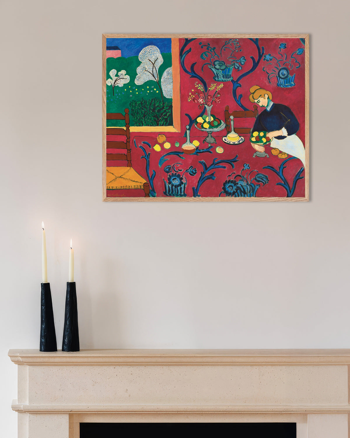 Poster de Harmony in Red (1908) par Henri Matisse, poster avec cadre en bois naturel